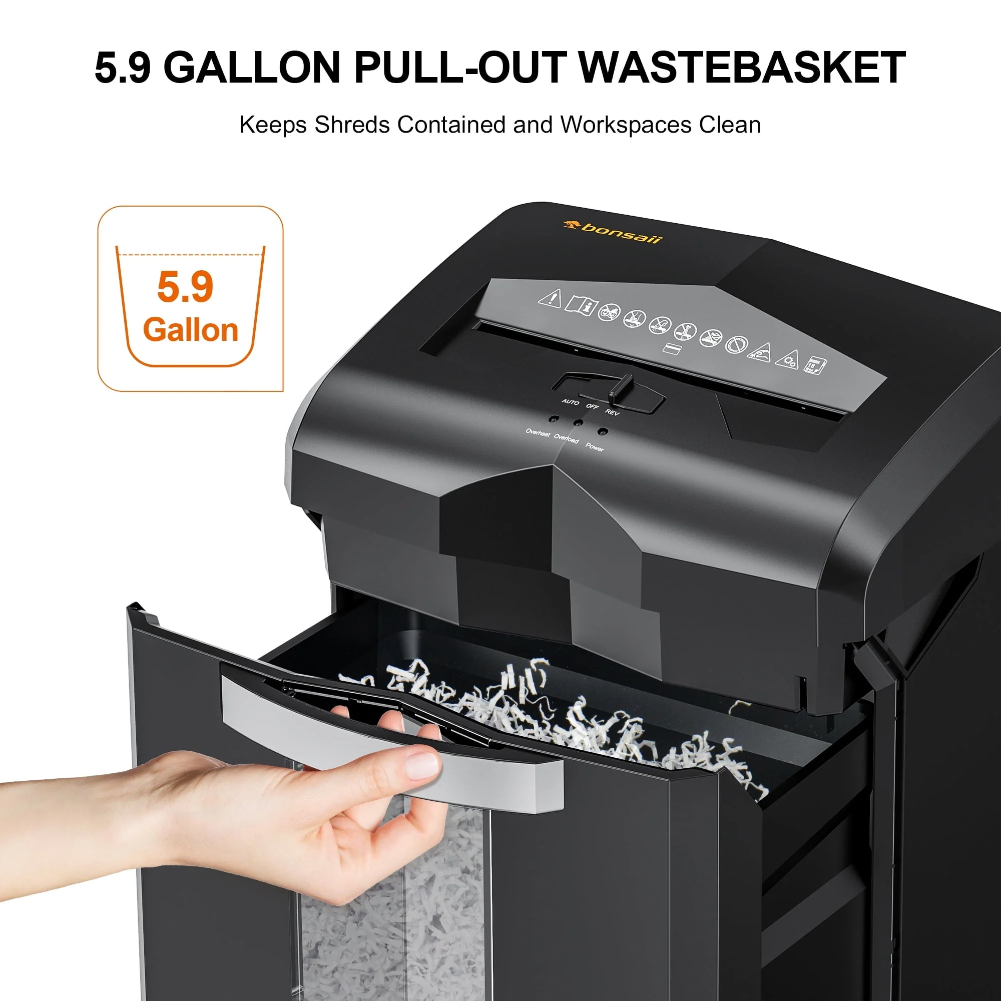 Bonsaii Paper Shredder 18 - Sheet Cross - Cut Shredder for Home Office with Wastebasket