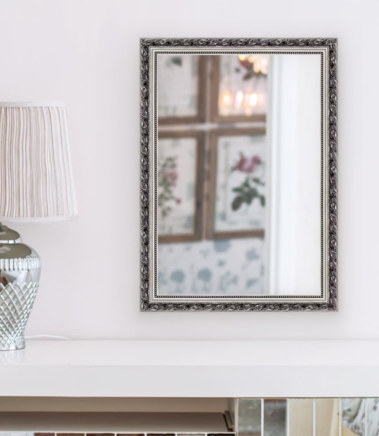Framed Rectangle Bathroom Mirrors for Wall,Wall Mounted Vintage Mirror Vertical or Horizontal Hanging for Living Room,Bedroom (40''x24''Vintage)(24"L x 40"W/40''x24''vintage) Image 3