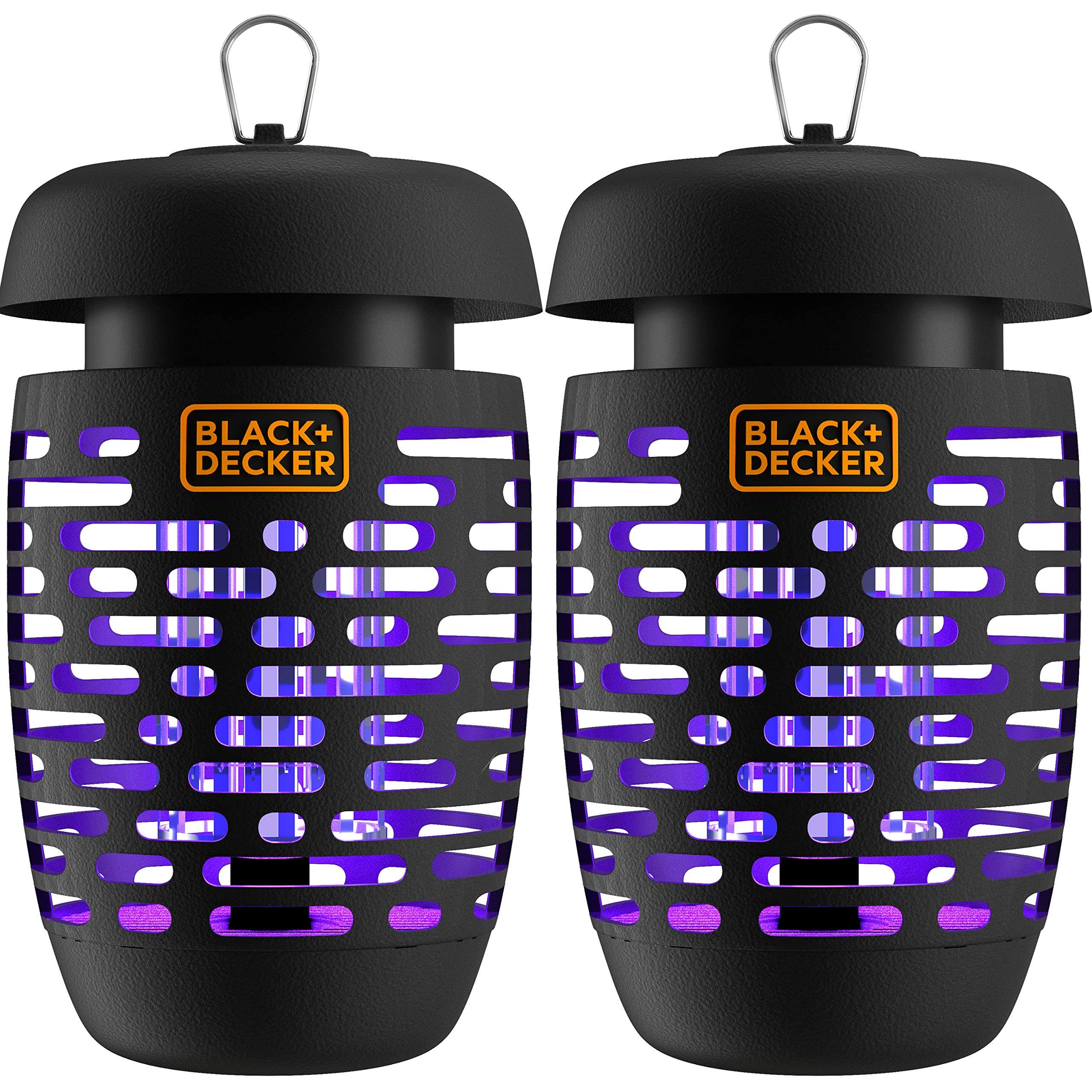 BLACK+DECKER Bug Zapper Electric Lantern with Insect Tray, Cleaning Brush, Light Bulb & Waterproof Design for Indoor & Outdoor Flies, Gnats &