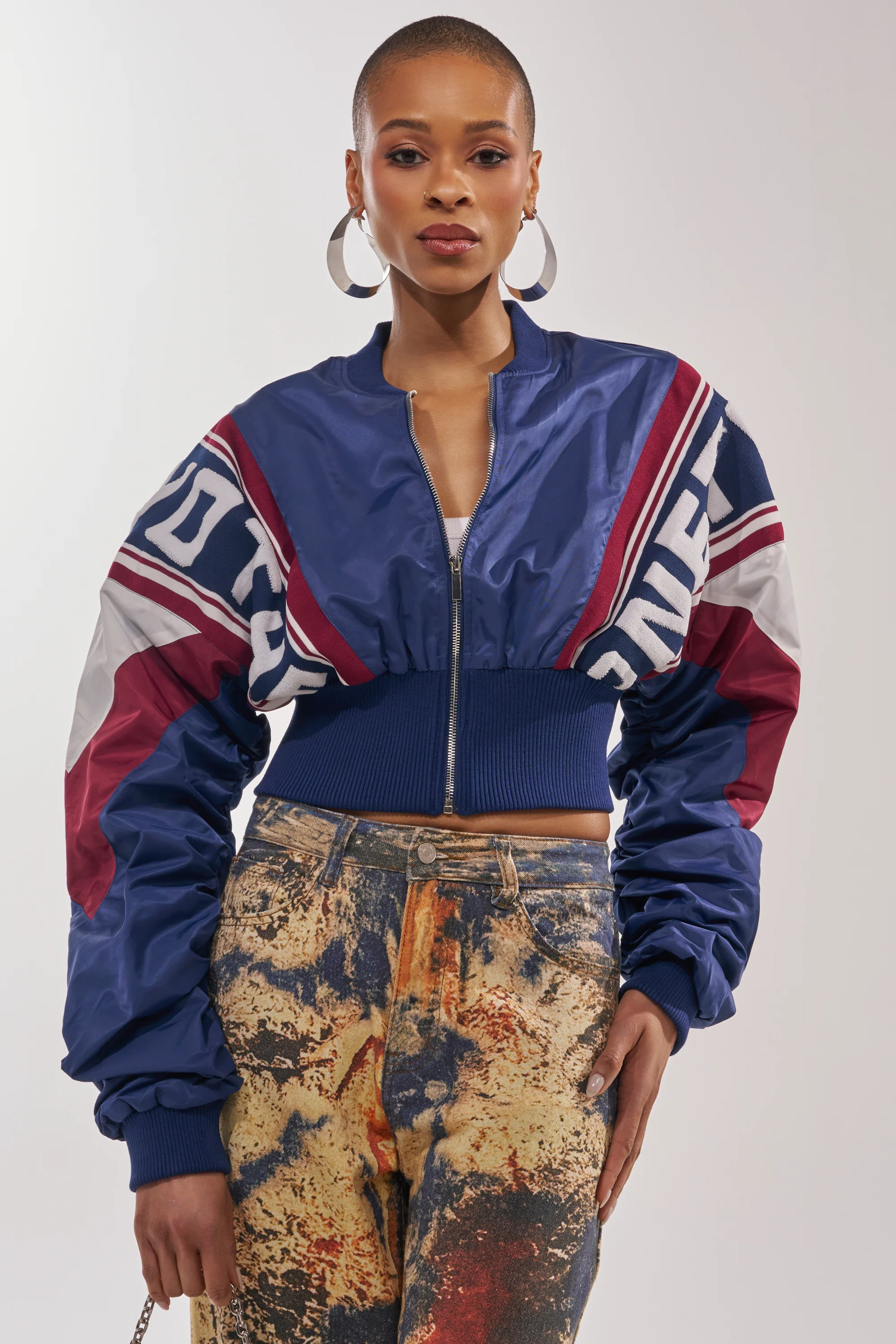 PHOENIX MIXED MEDIA BOMBER IN NAVY - Akira Store