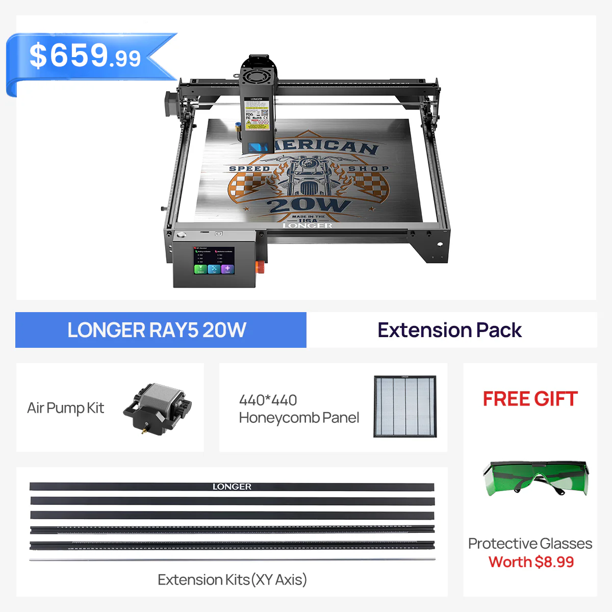 Graveur laser RAY5 20W plus long