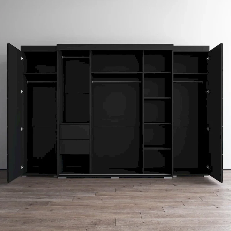 3-Piece Wardrobe Armoire Set with Glass Fronts