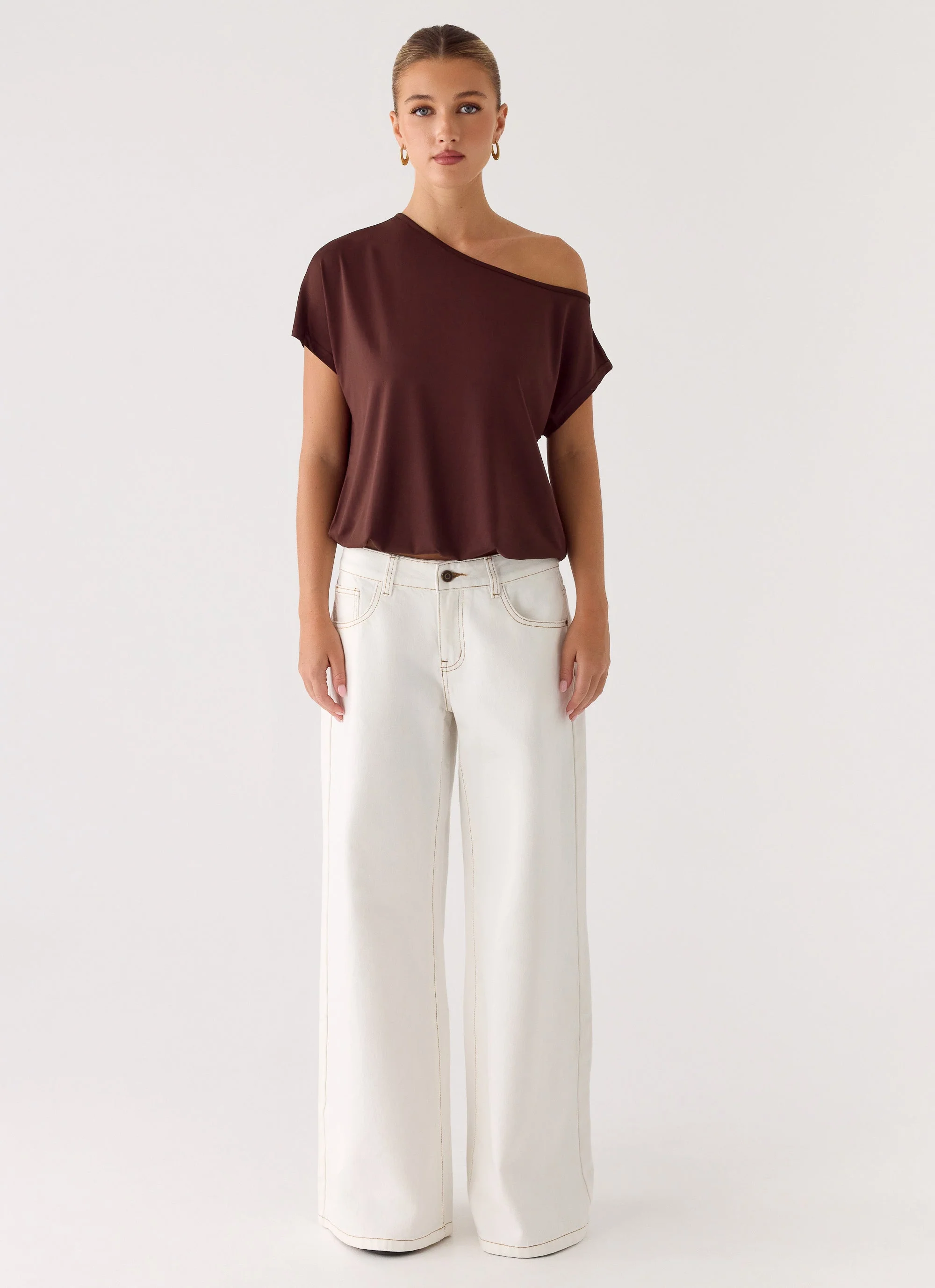 Neo Low Rise Wide Leg Denim Jeans - Ivory