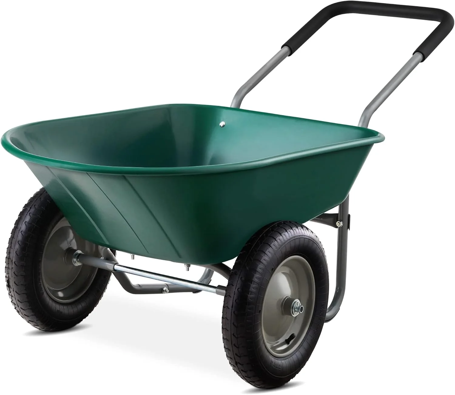 HLL Dual-Wheel Home Utility Yard Wheelbarrow Garden Cart w/Built-in Stand for Lawn, Gardening, Construction Dark Gray(Dark Gray) - Image 8
