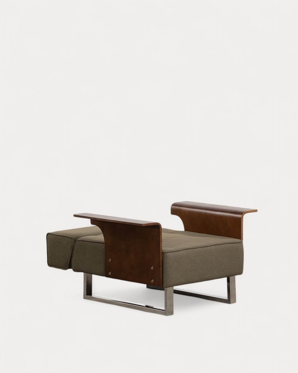 70S - Sillón Reclinable con Reposabrazos de Madera y Tela 70S