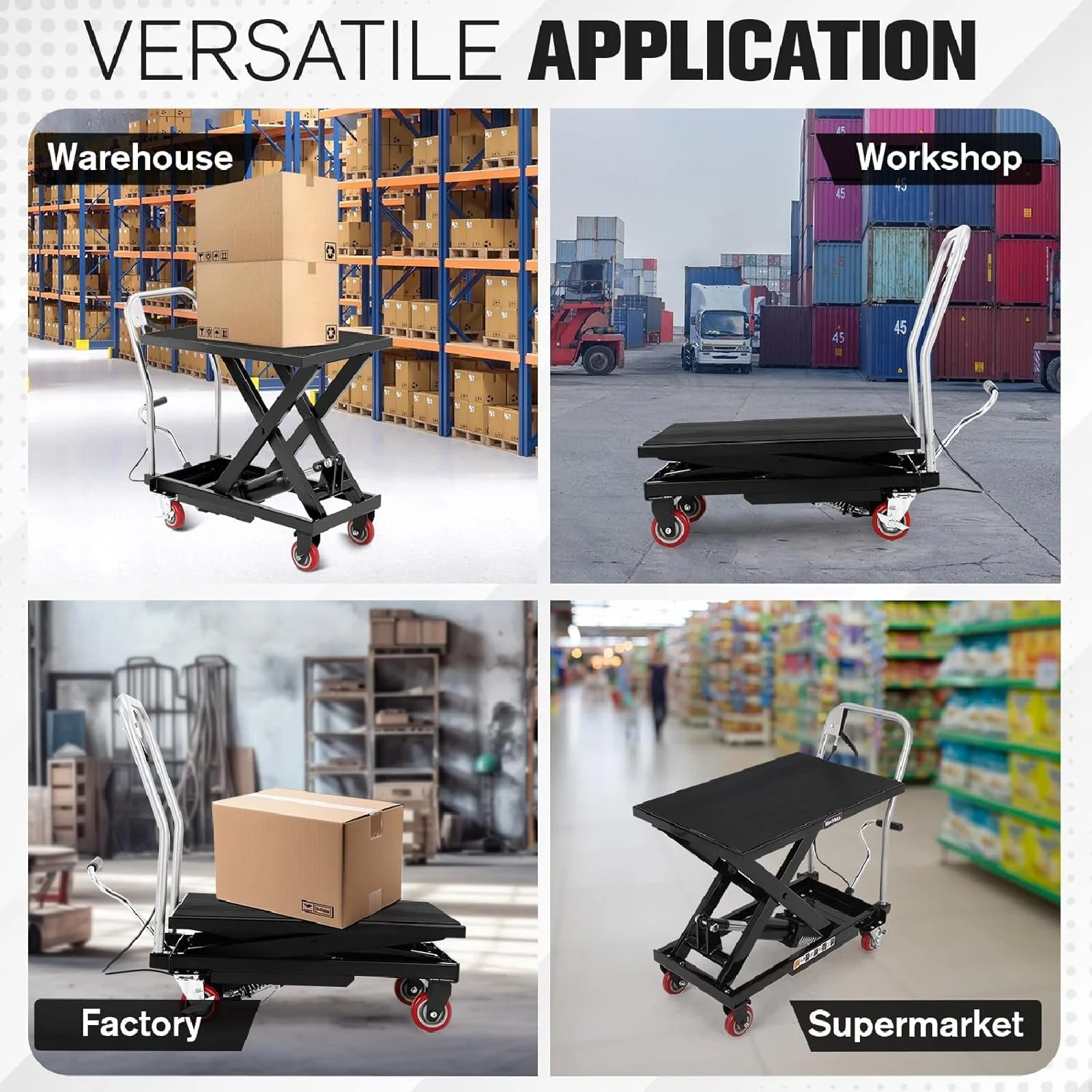 M optimized Hydraulic Lift Table, 500 Lbs Capacity Hydraulic Table Cart, Single Scissor Lift Cart 28.5 Inch Lifting Height with 4 Wheels and Non-Slip Pad for Material Handling, Black(500 lb/Black) - Image 8