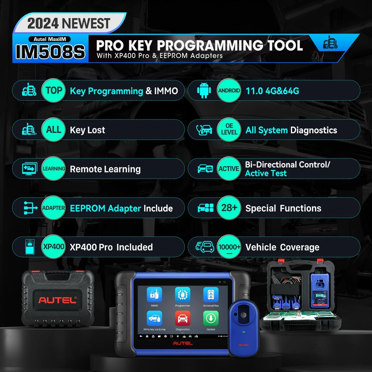 Autel Maxiim IM508S PRO W/ XP400 PRO As IM608 PRO II, Gift Smartwacth, 2025 Advanced IMMO Key Fob Programming Tool OE - Level Bi - Directional Control, All System Diagnostics