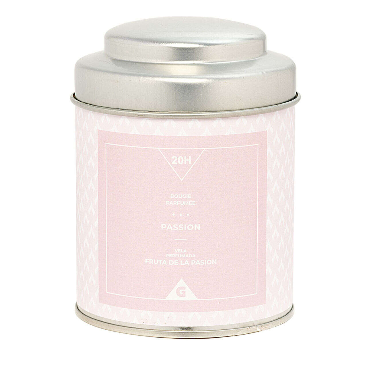 Bougie parfumée dans pot en métal senteur passion