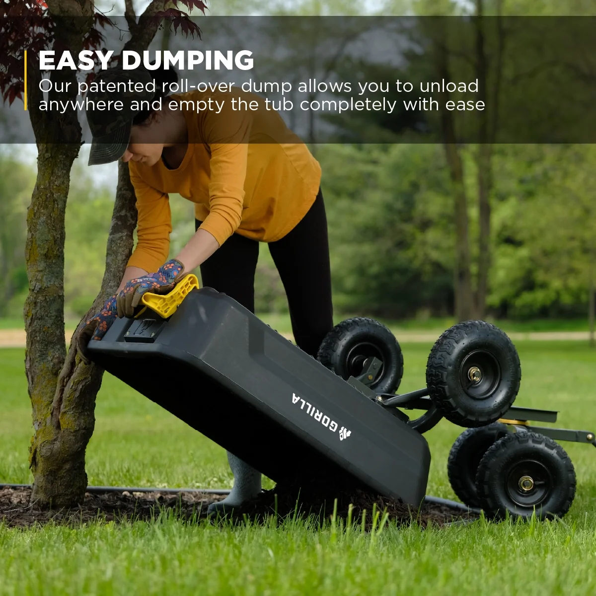 4 Cu. ft. Poly Garden Dump Cart, 600 lbs. Capacity, 35 in. x 22 in. Bed, 10 in. Tires - Image 7