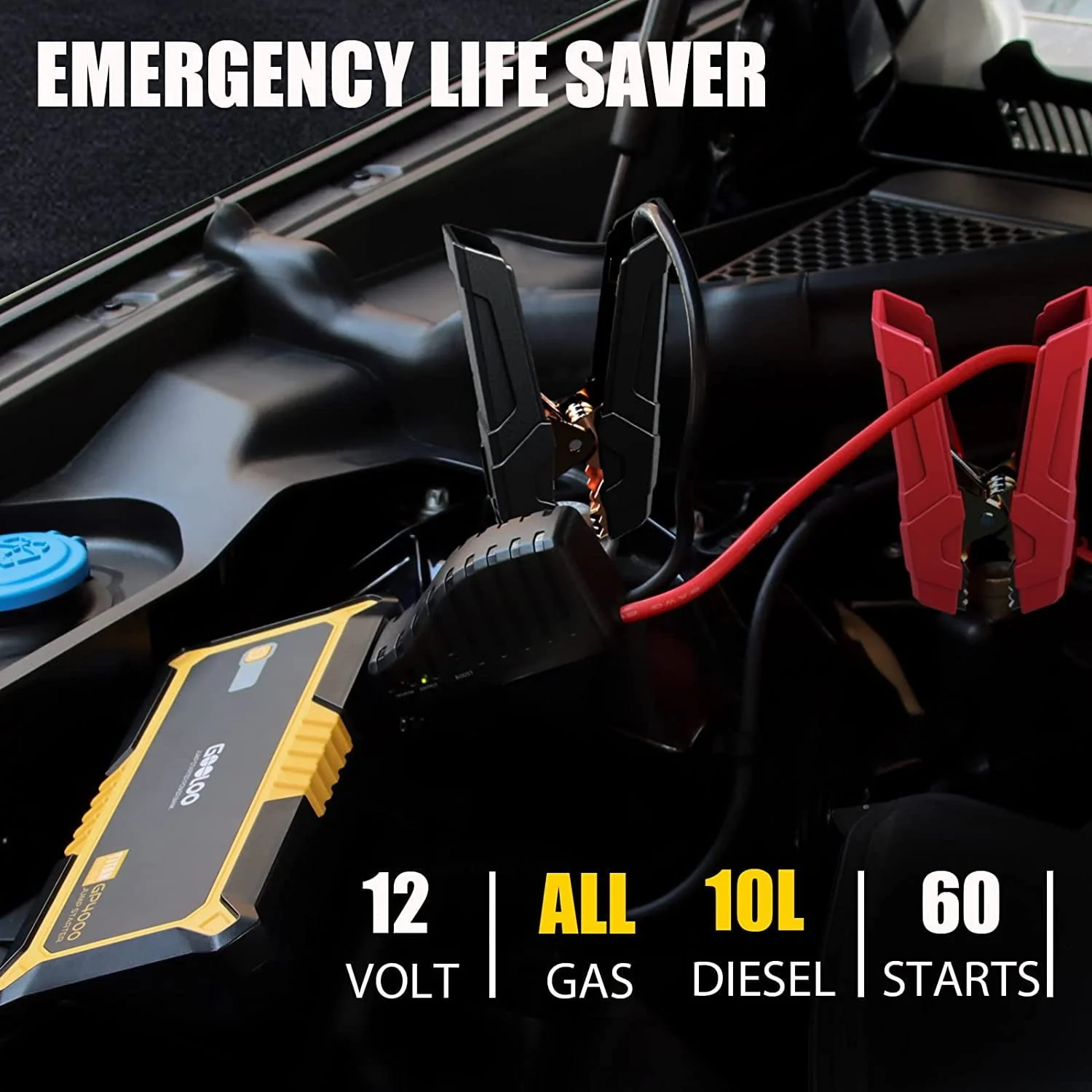 GOOLOO Car Jump Starter,4000A Peak 12V Battery Jumper Pack for All Gas and Up to 10 0L Diesel Engine,SuperSafe Lithium Portable Jump Box Battery Booster Box with USB Quick Charge and Type C Port Image 3