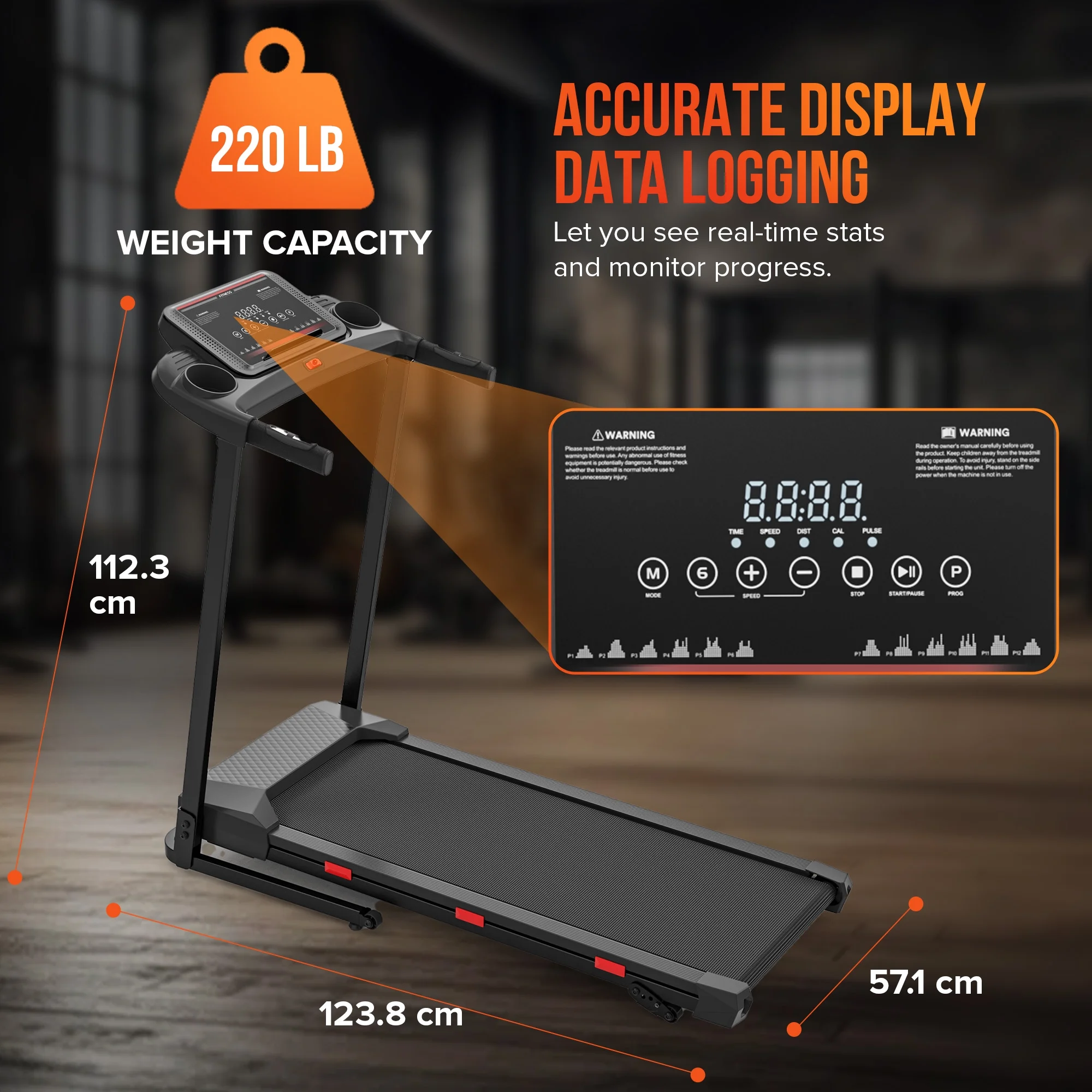 Cardio Flex Foldable Treadmill with Incline, Hand Rails, and Remote Control
