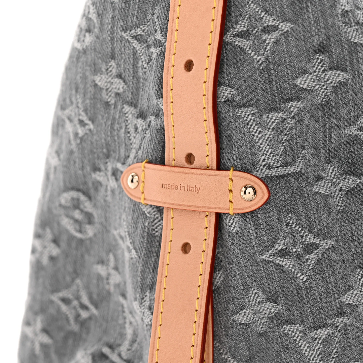 Monogram Denim CarryAll MM Washed Grey