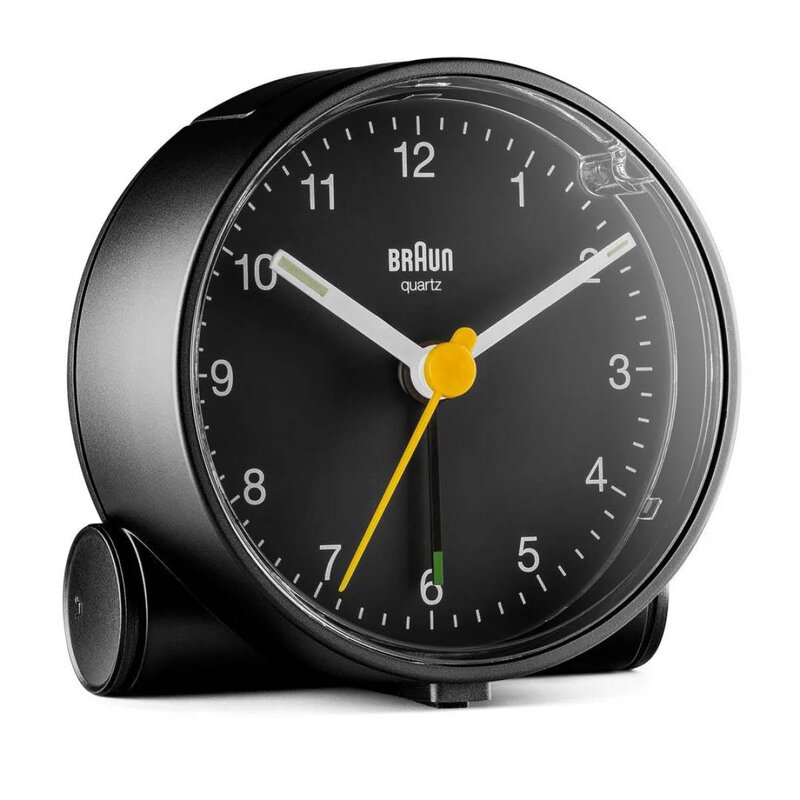 Vekkerklokke analog 6,9 cm svart