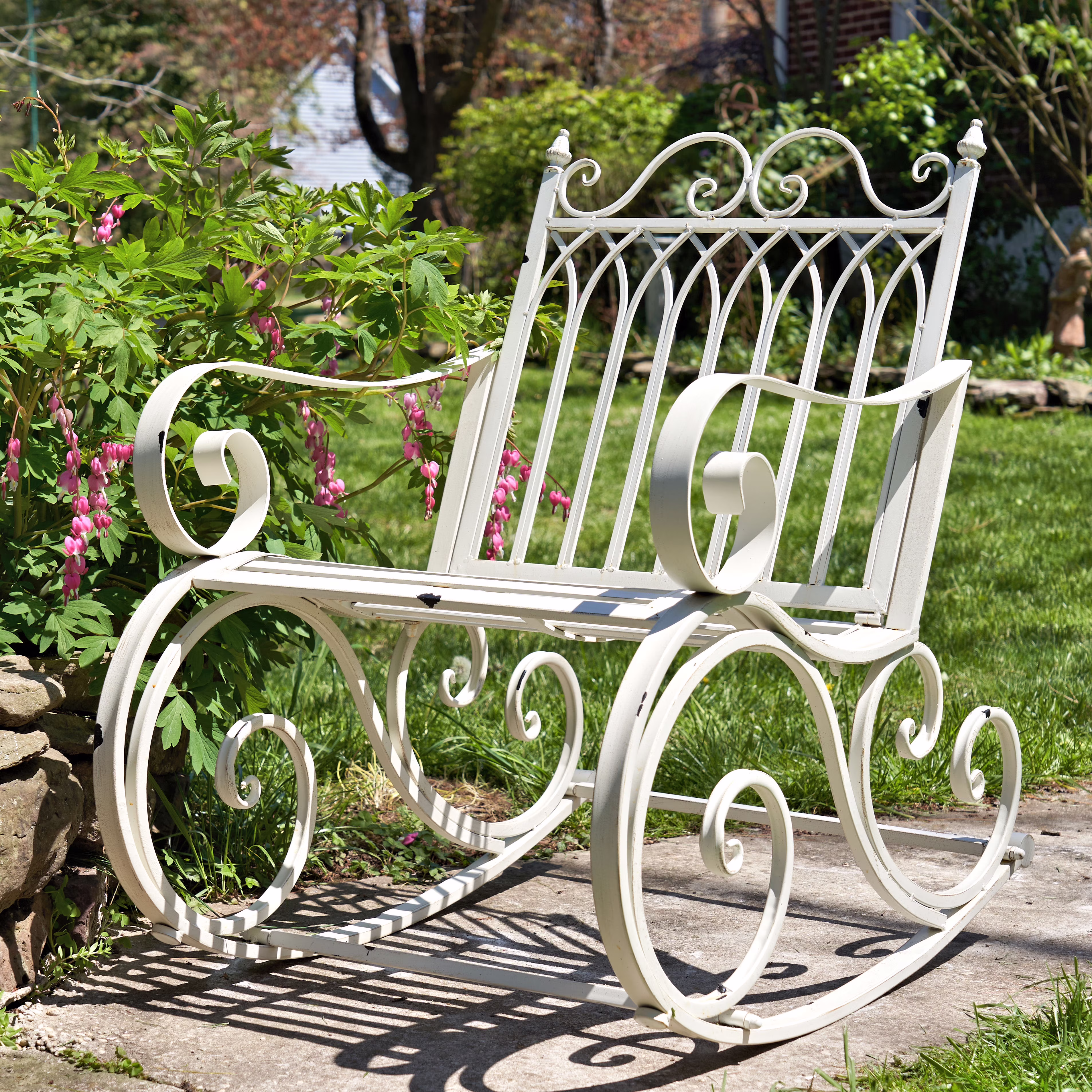 Outdoor Metal Rocking Arm Chair/Bench (Bench, Bronze)(Bench/Bronze) - Image 3