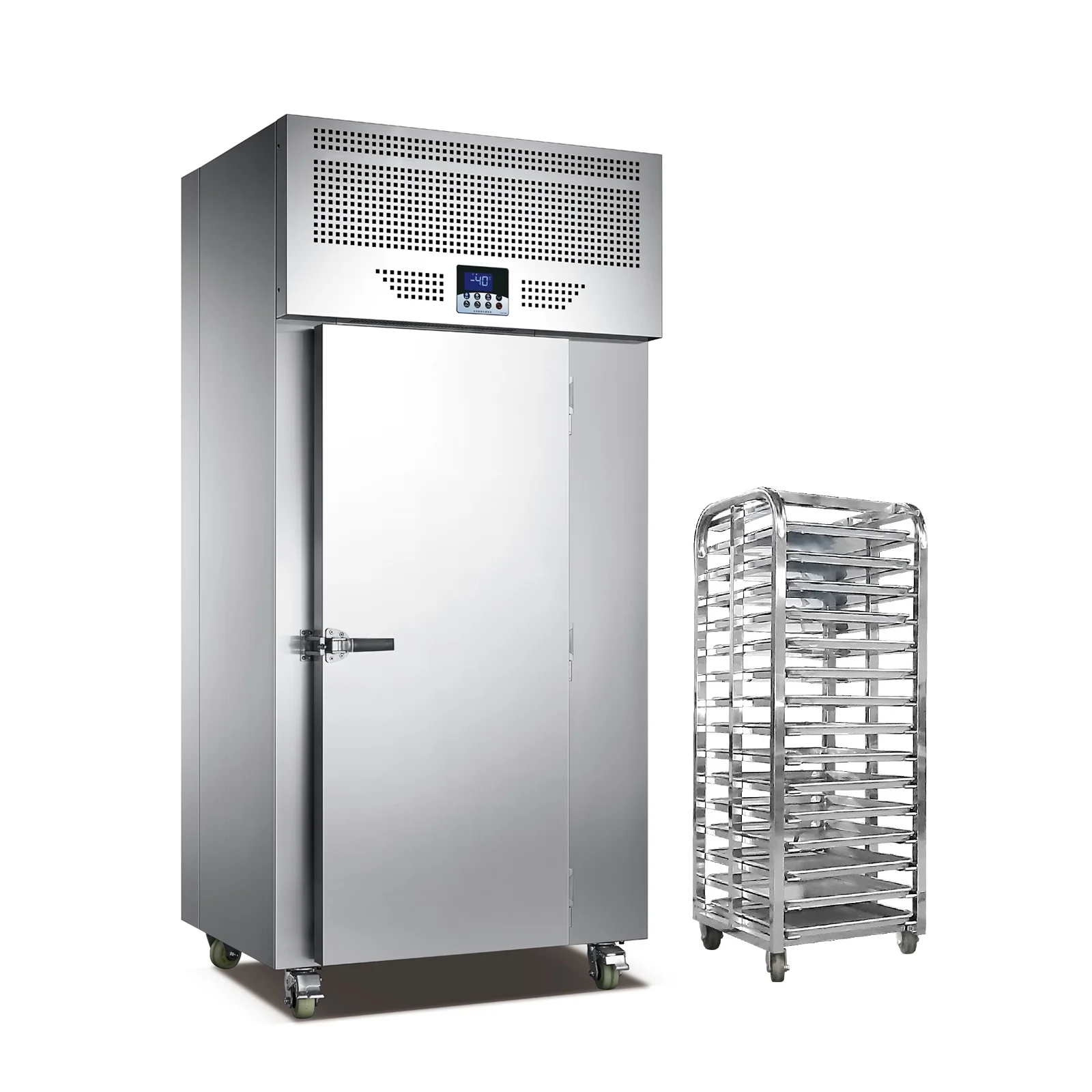 Kolice Commercial Heavy Duty 15 Trays Blast Chiller with Trolley Cart, Chest Freezer, Restaurant Freezer Cabinets, Shock Freezing Blast Freezer - Lowest Temperature - 40F( - 40� - )