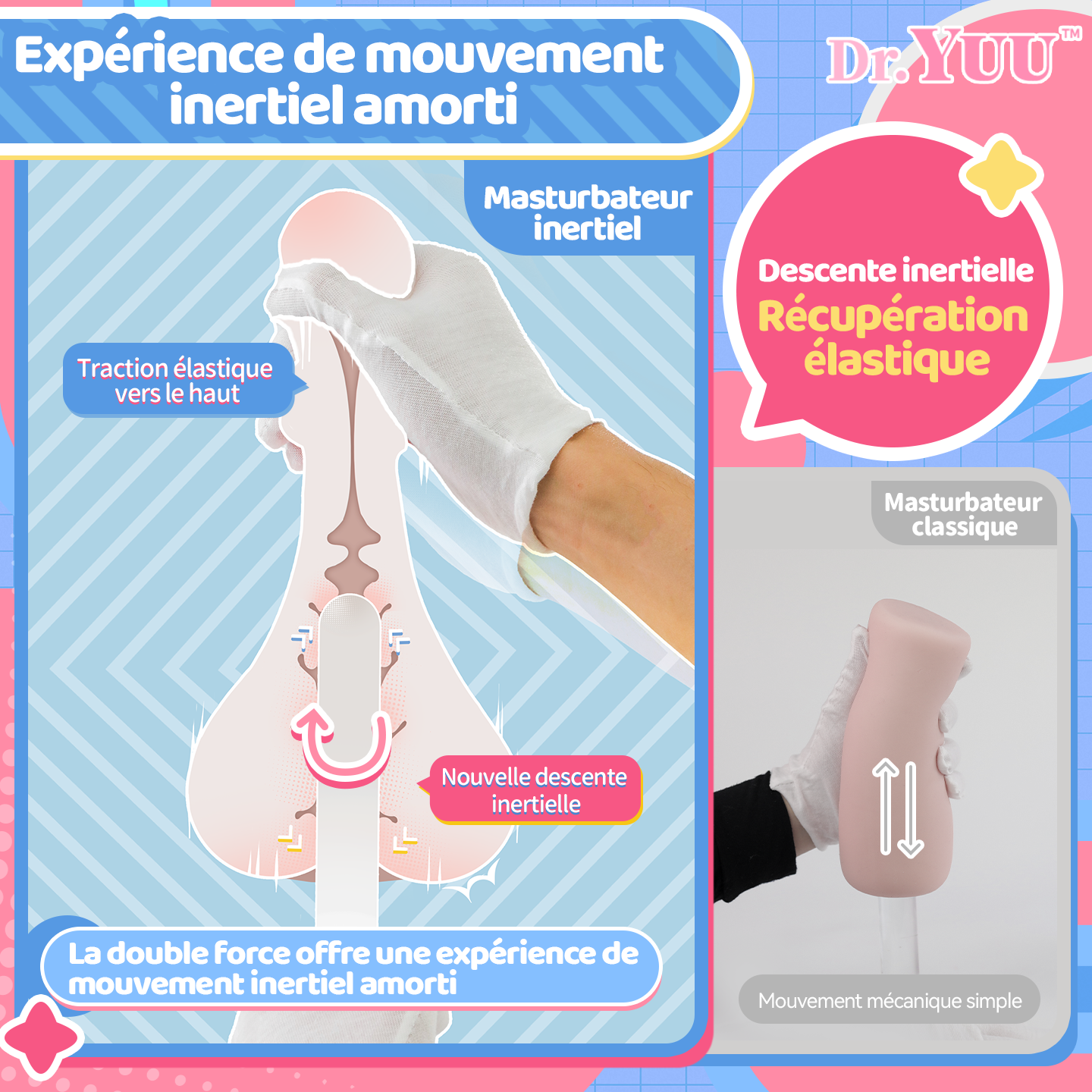 Masturbateur Dr.YUU en TPE à faible sensation d’huile en surface