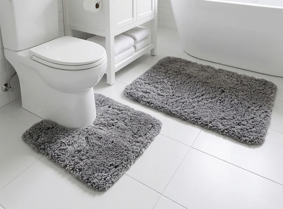 Muddy Mat® Fluffy Bathroom Rugs 2 Piece Set, Soft Absorbent Microfiber Bath Mats, Non Slip, Quick Dry, Machine Washable for Floor, Tub, Shower & Toilet, 20
