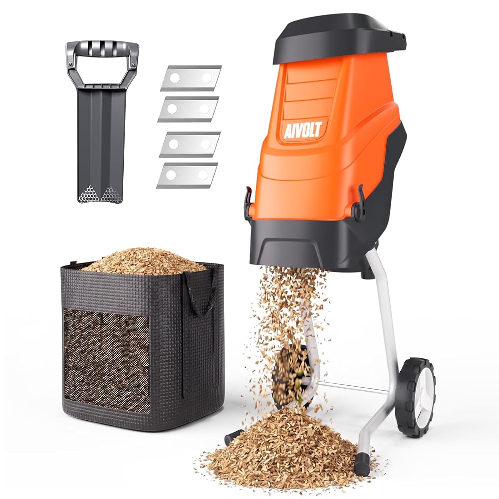 AIVOLT Electric Wood Chipper & Shredder 15-Amp 1.8" Cutting Diameter