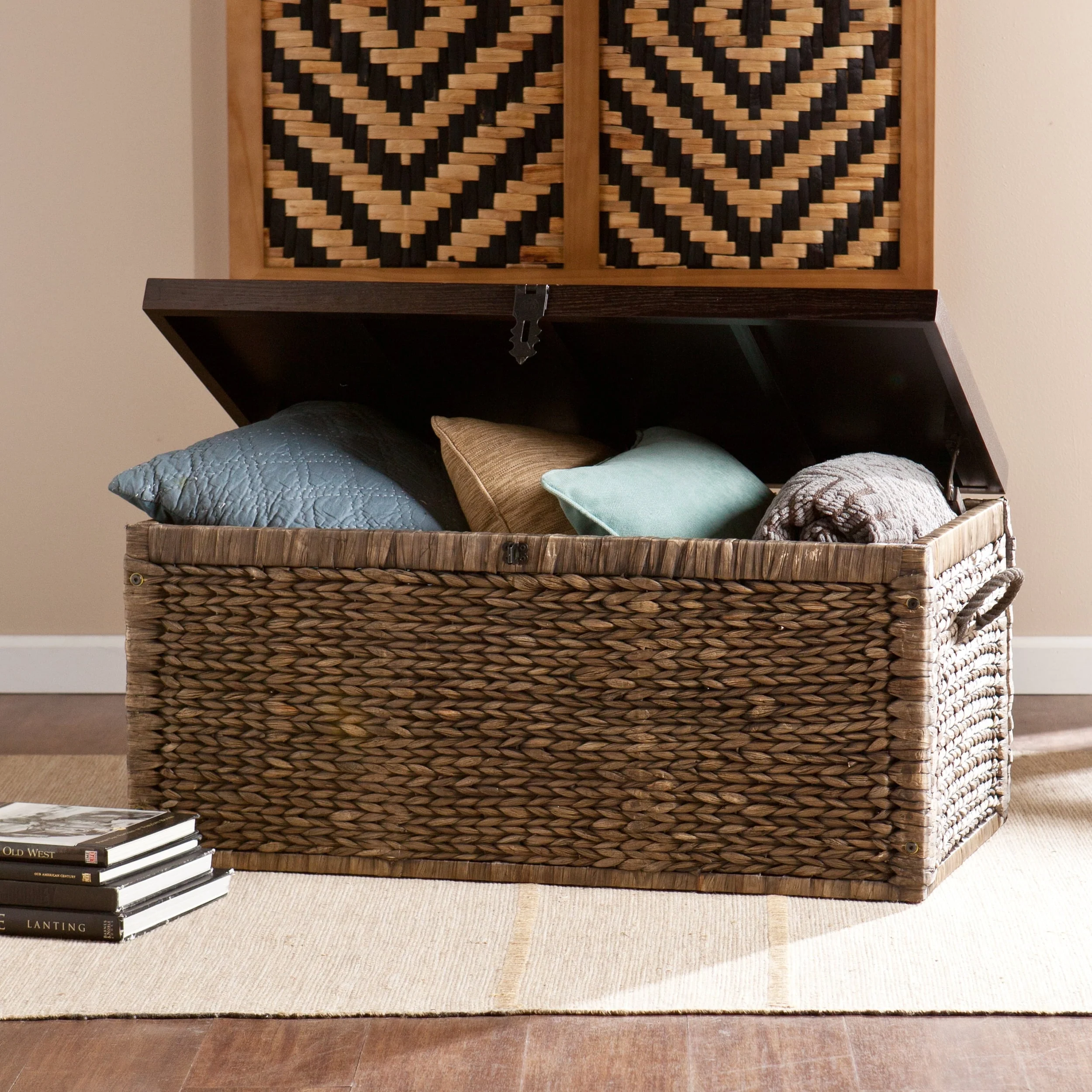 Water Hyacinth Storage Trunk, Blackwashed with Espresso - Image 7