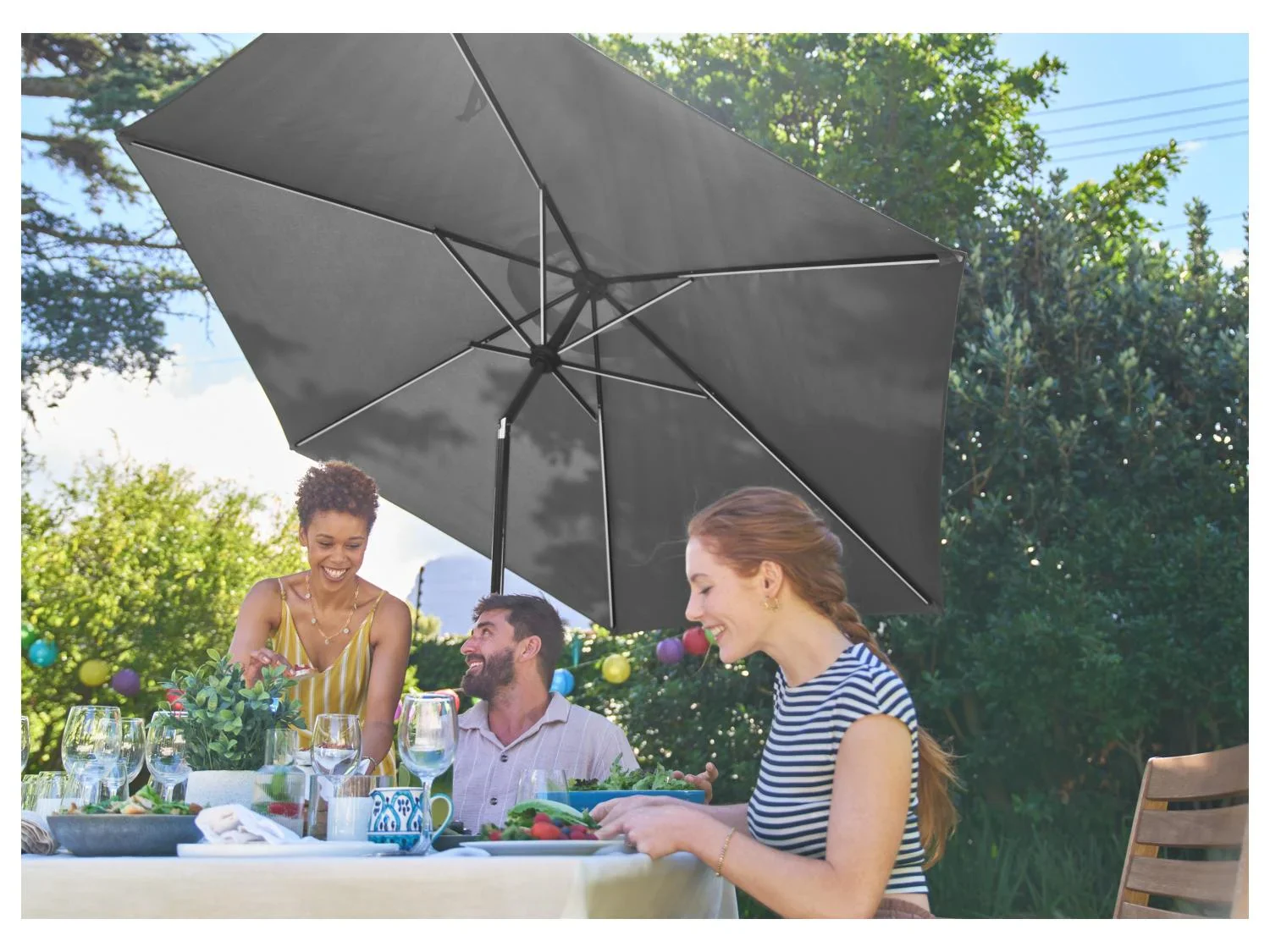 LIVARNO home Parasol avec clairage solaire  LED