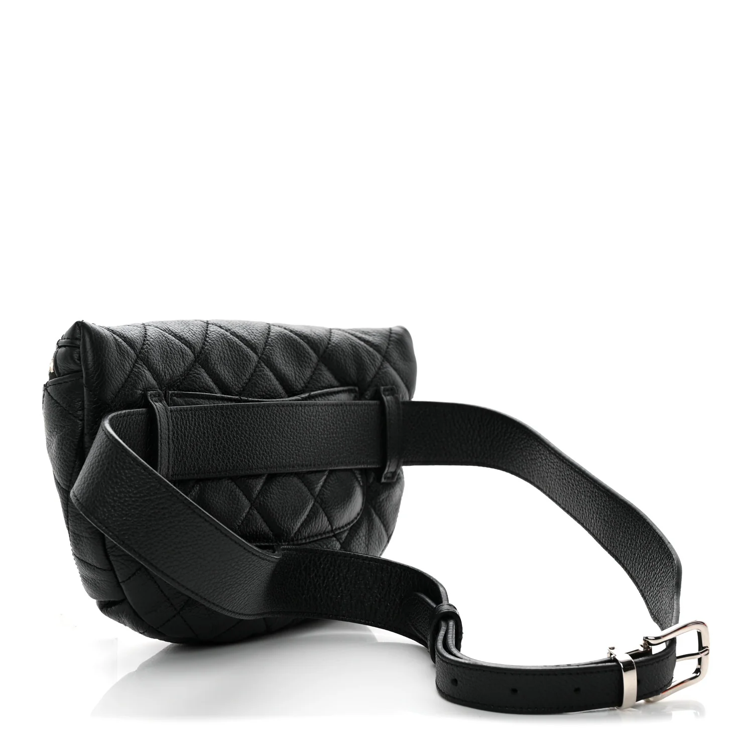 Grained Calfskin Quilted Waist Belt Bag Black