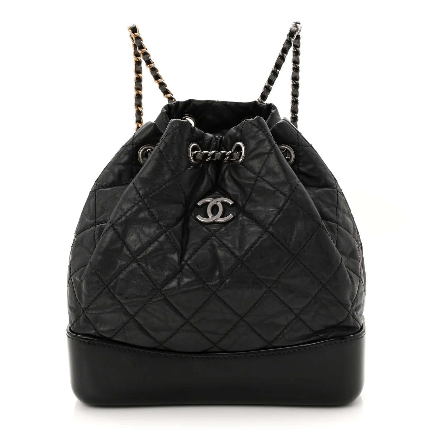 Aged Calfskin Quilted Small Gabrielle Backpack Black