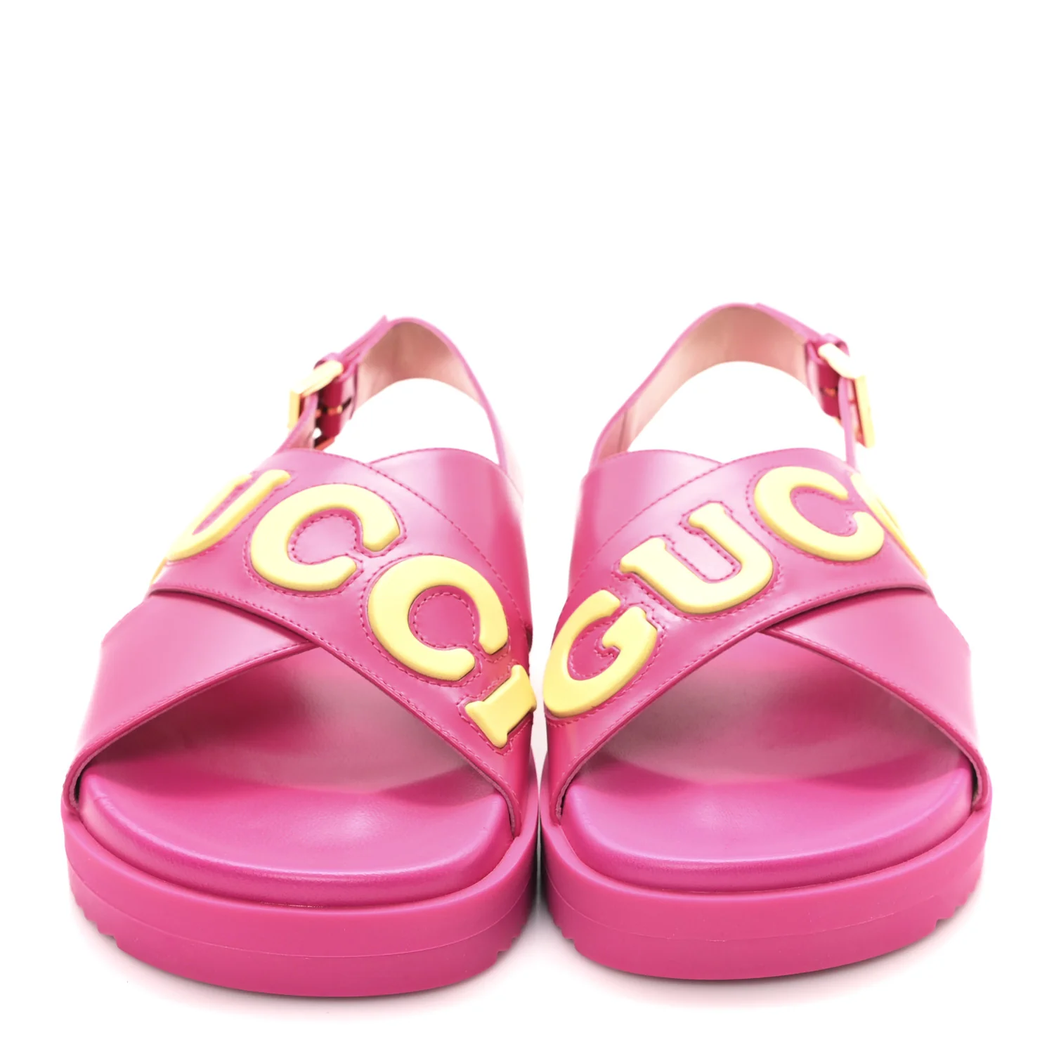 Calfskin Elizabeth Nappa Charlotte Logo Slingback Sandals 36.5 Fancy Fuchsia