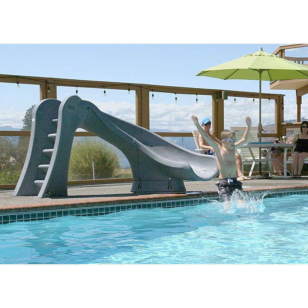 Toboggan de piscine Cyclone à courbe droite, granit gris