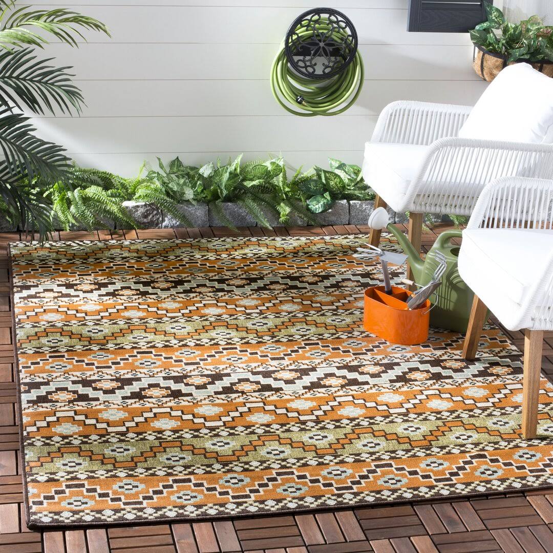 Bungalow Rose Zahr Orange/Brown Indoor/Outdoor Area Rug, Size: Rectangle 6'7 inch x 9'6 inch