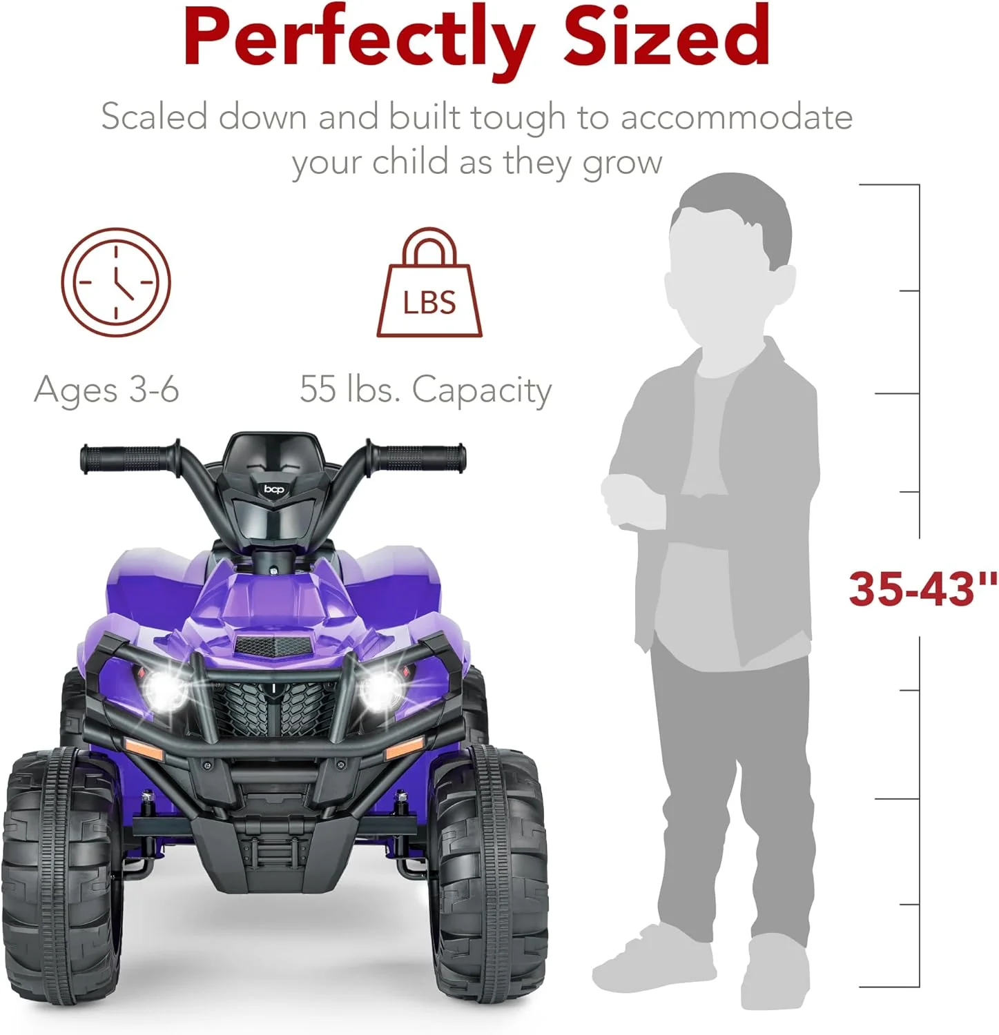 Quad électrique 12 V pour enfants Best Choice Products, véhicule tout-terrain à 4 roues avec audio Bluetooth, vitesse maximale de 3,9 km/h, pneus à crampons, phares LED et radio.