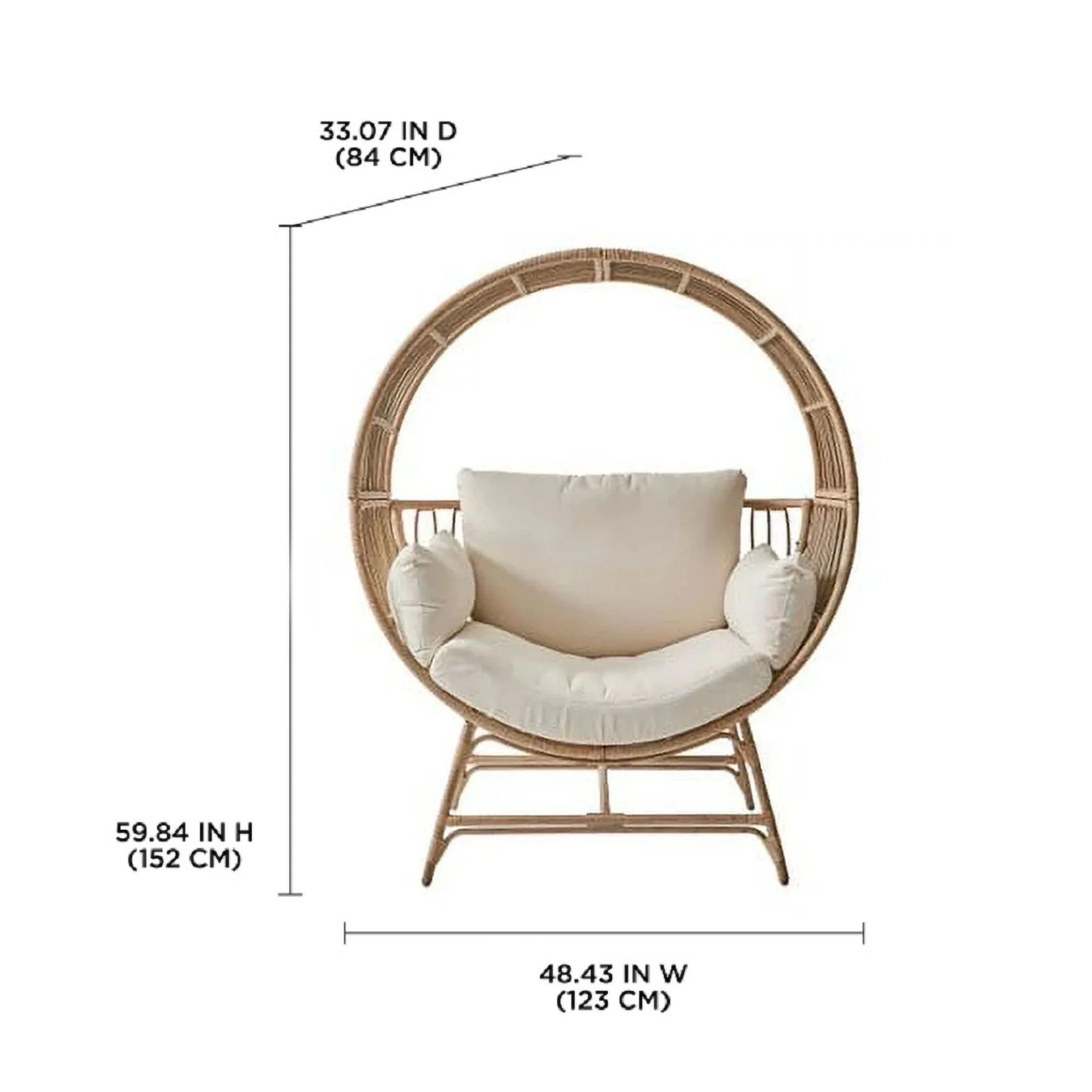 Bellamy Round Wicker Outdoor Lounge Chair, Beige(Single) - Image 4
