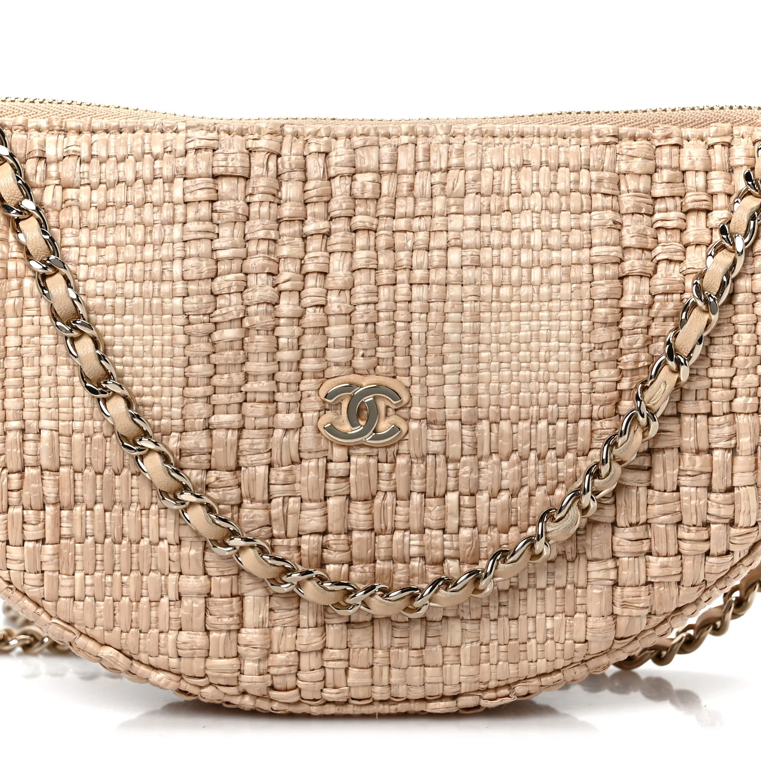 Raffia Other Shape With Chain Beige