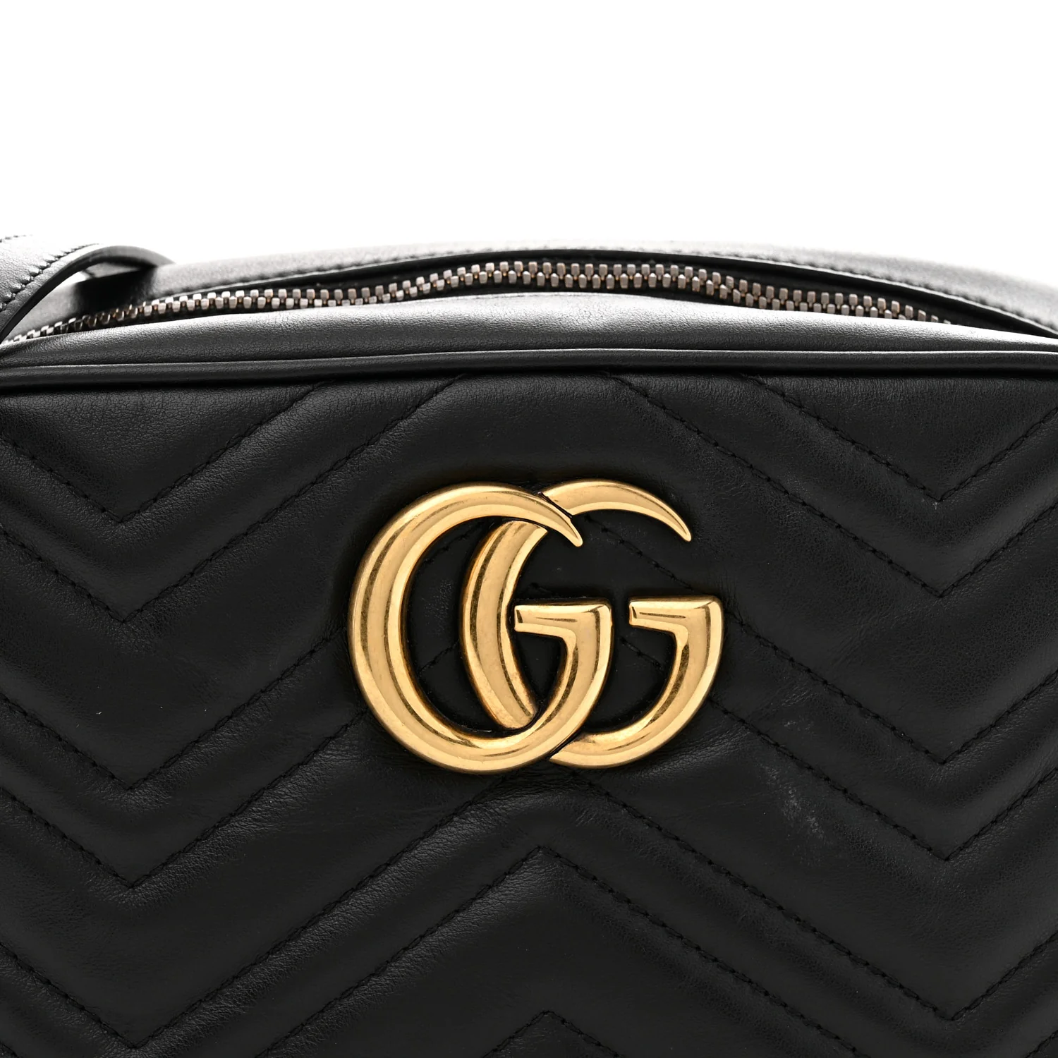 Calfskin Matelasse Small GG Marmont Chain Shoulder Bag Black