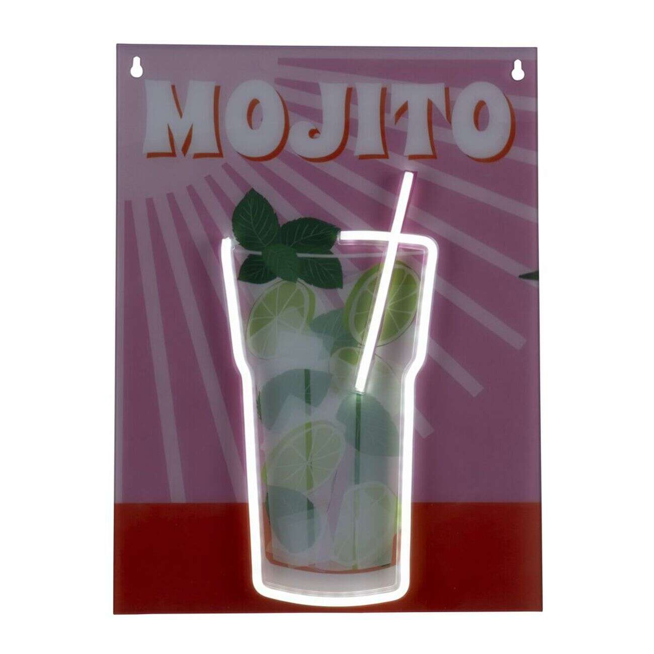 Tableau rectangulaire MOJITO avec verre contour néon 32x43cm