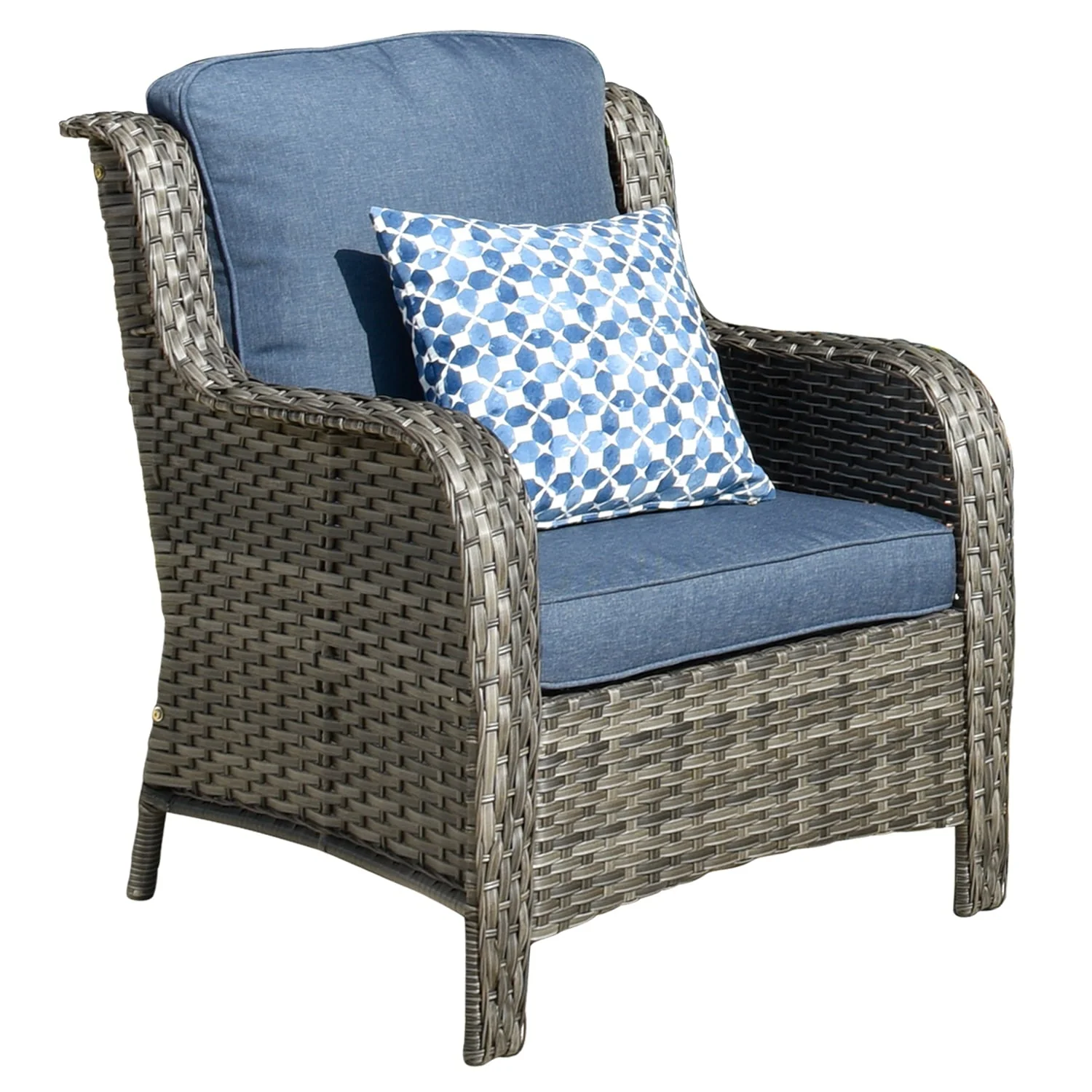 Ovios 5 Pieces Patio Furniture Wicker Rattan Patio Set with High Back Comfort for Outdoors(Brown Wicker/Beige) Image 6