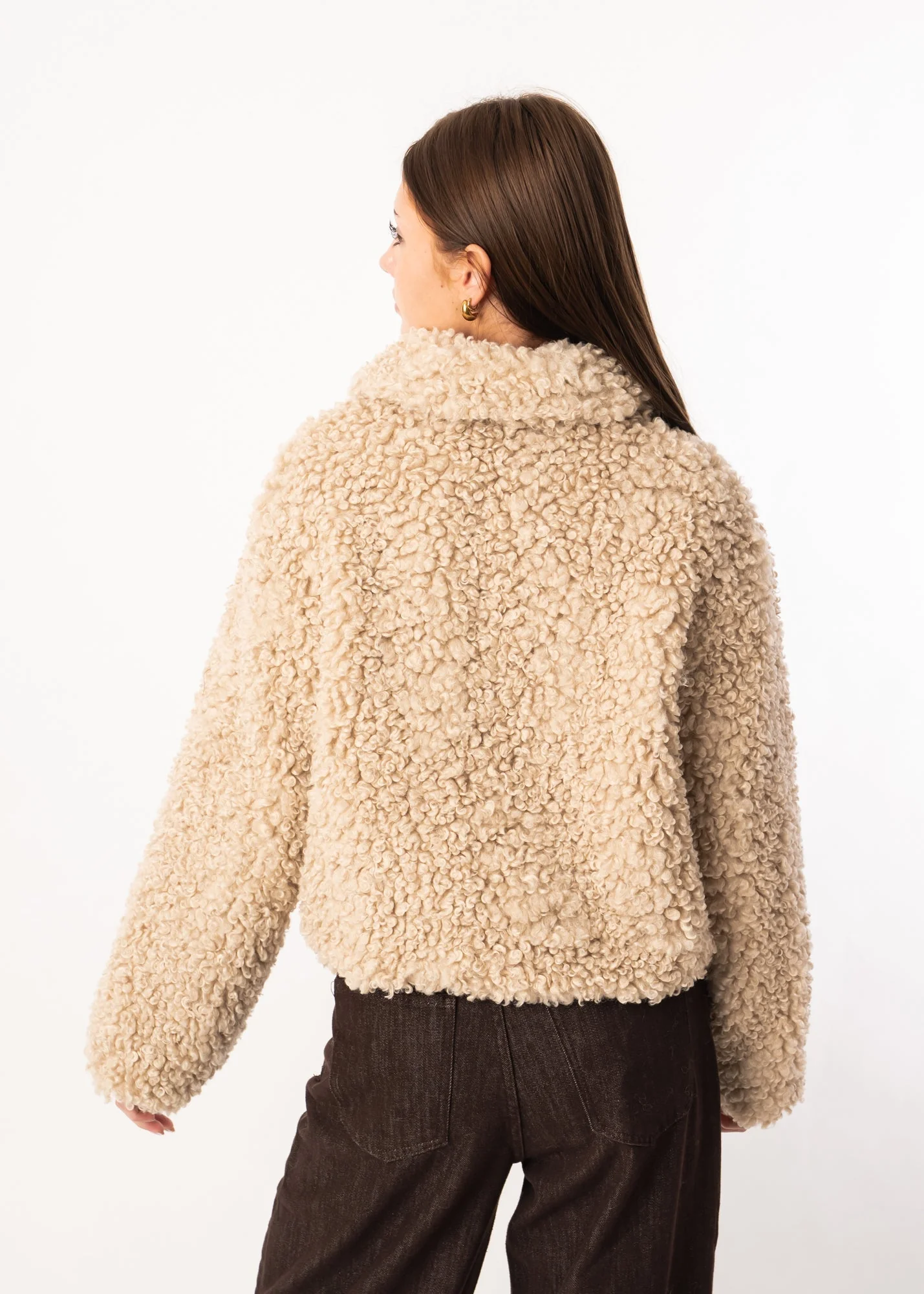 Veste Douillette en Peau de Mouton Bouclée