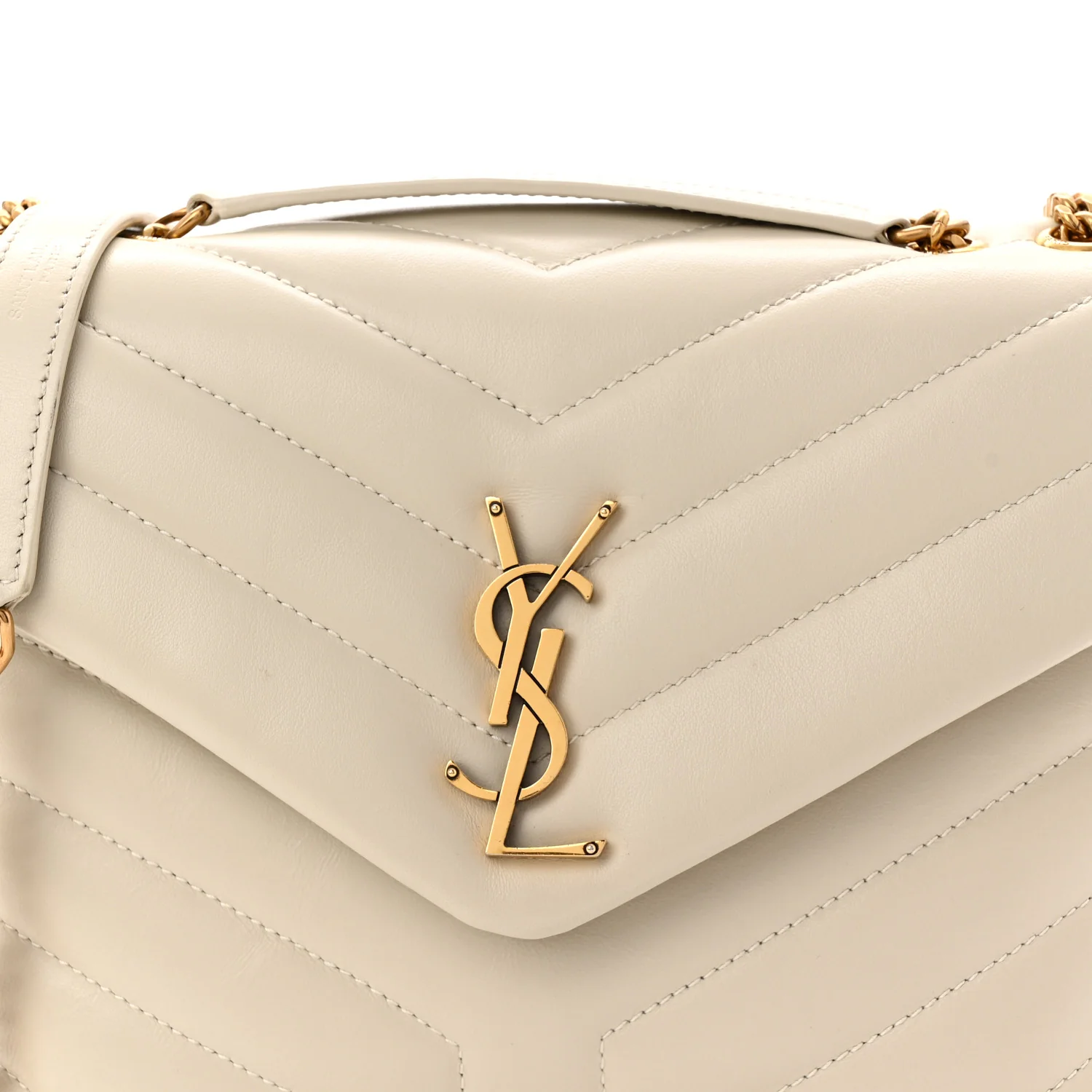 Calfskin Y Quilted Monogram Small Loulou Chain Satchel Crema Soft