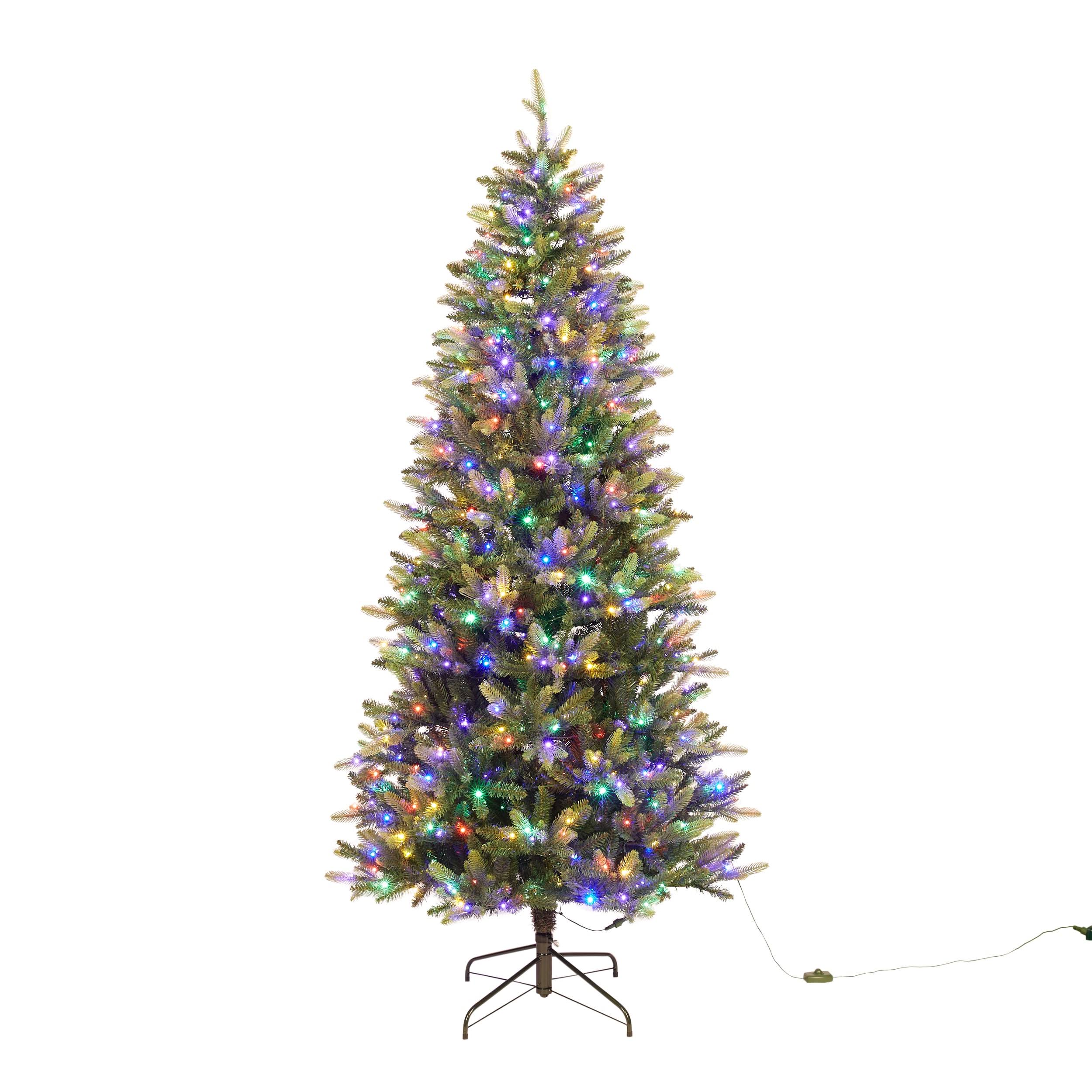 Holiday Living Everett 7.5-ft Fraser Fir Pre-Lit Slim Artificial Christmas Tree with LED Lights | L21T7A-75QLD3K55