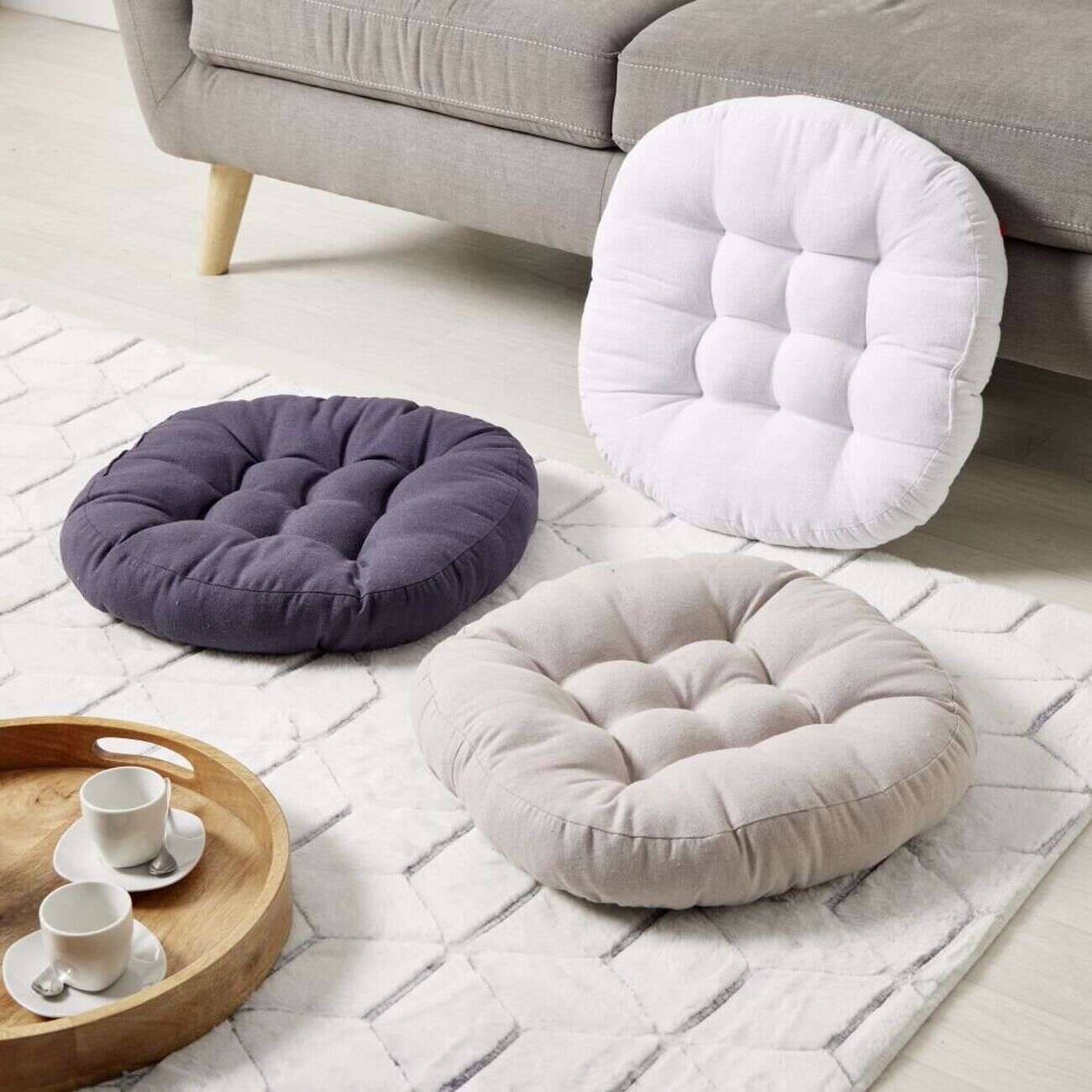 Coussin de sol Ø45cm blanc