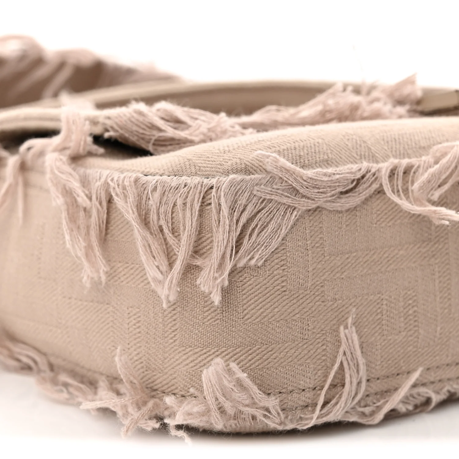 Nylon Fabric Jacquard FF Fringed Baguette Cuoio Pietra