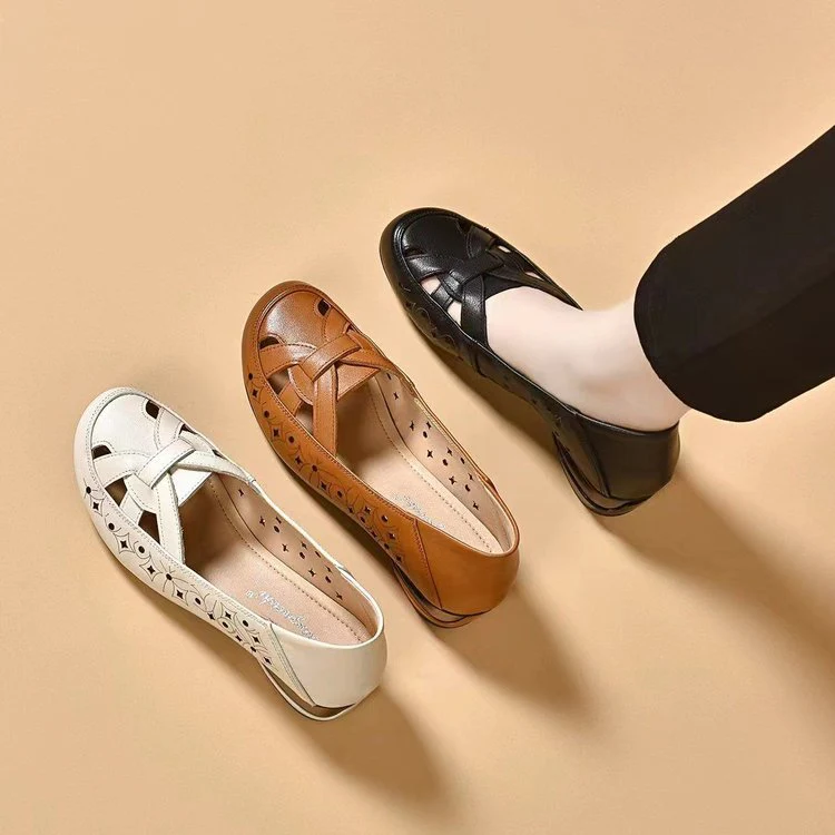 Rosa™ | Sandales fermées en cuir, élégance et confort au quotidien