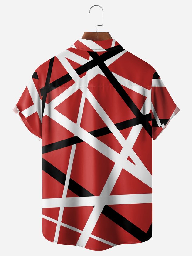 Chemise décontractée à manches courtes et poche poitrine à motifs géométriques