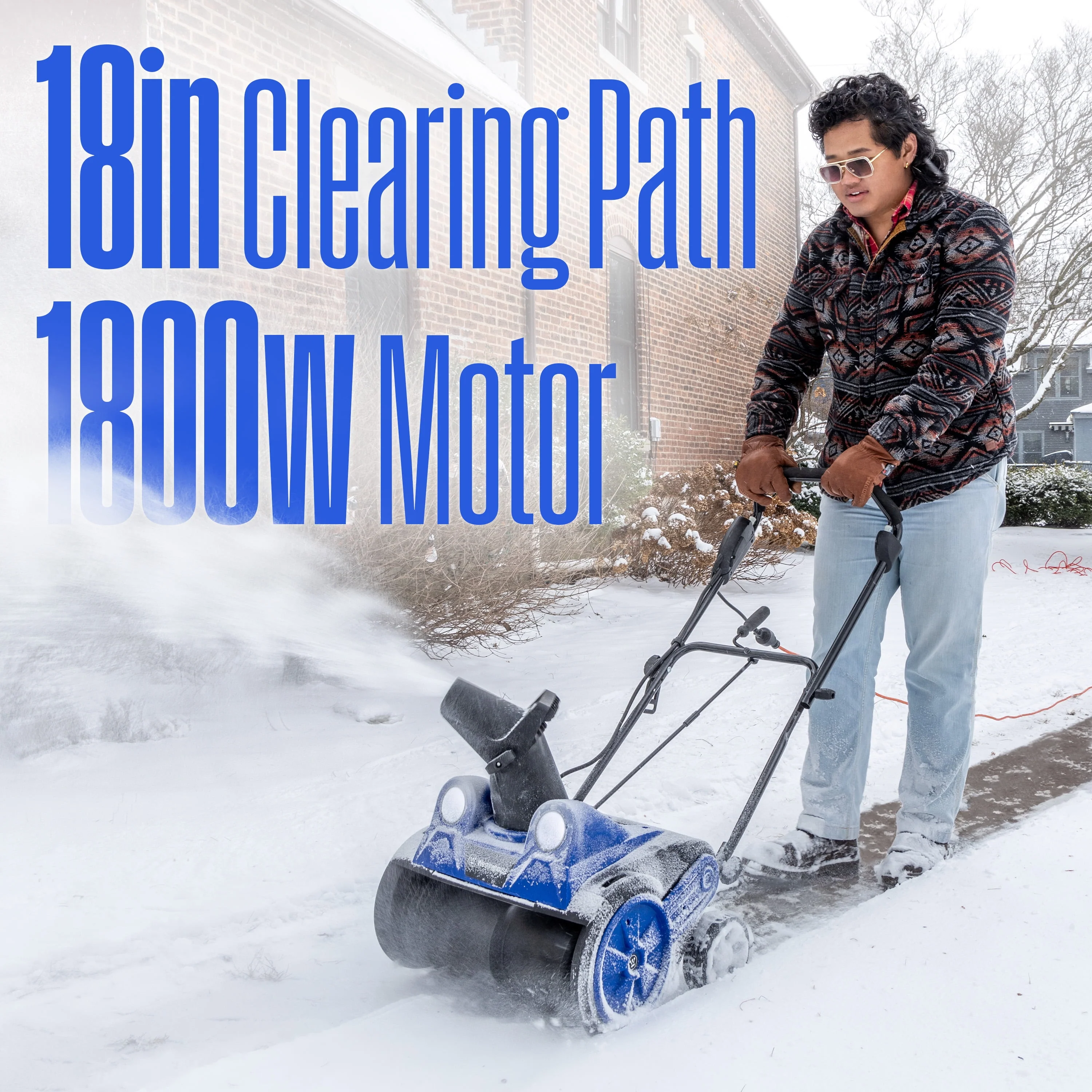 15A Corded Electric Snow Blower with LED Lights