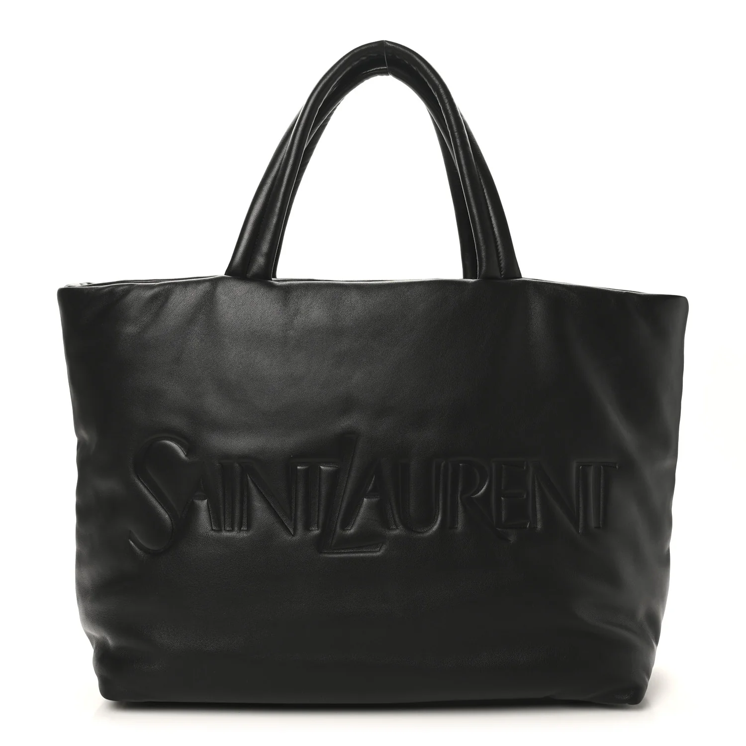 Lambskin Wide Puffer Tote Black