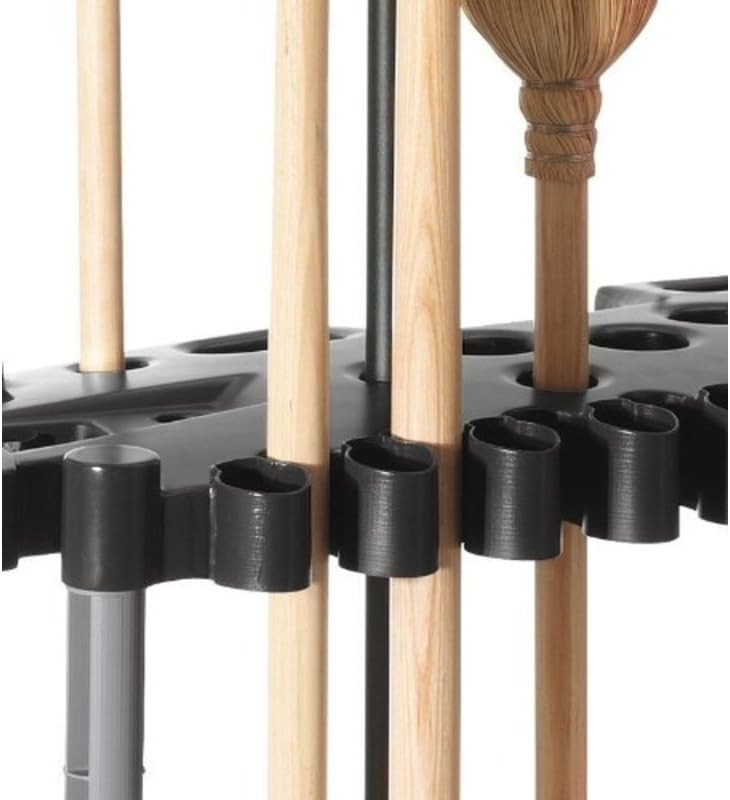 Rubbermaid Garage Tool Tower Rack Easy to Assemble Wheeled Organizes up to 40 Long-Handled Tools/Rakes/Brooms/Shovels in Home/House/Outdoor/Shed Black