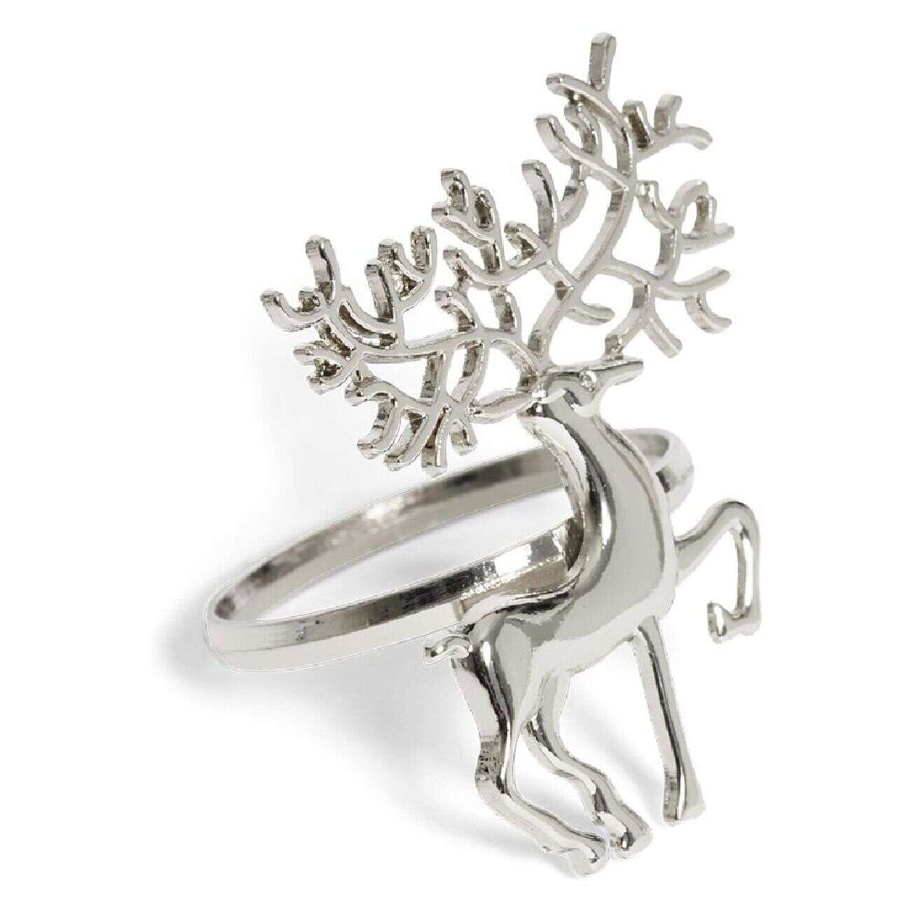 Rond serviette renne métal argenté x4