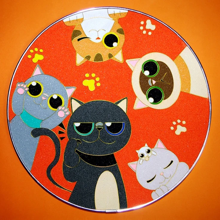 5 cats,Beginner Cloisonne Enamel DIY Kit, with Tutorial& All Tools