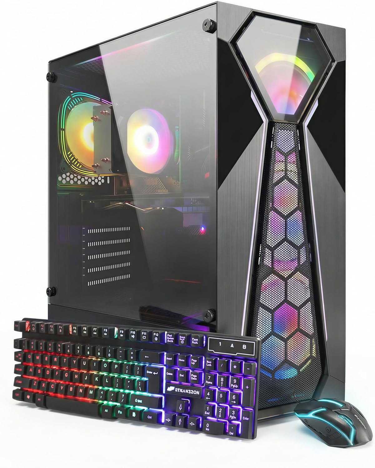 STGAubron Gaming PC Computer Desktop  AMD Ryzen 5 5500 up to 4.2G  GeForce RTX 2060 Super 8G  16G DDR4  1T SSD  WiFi 6  BT 5.2  RGB Fan x4  Windows 11 Home