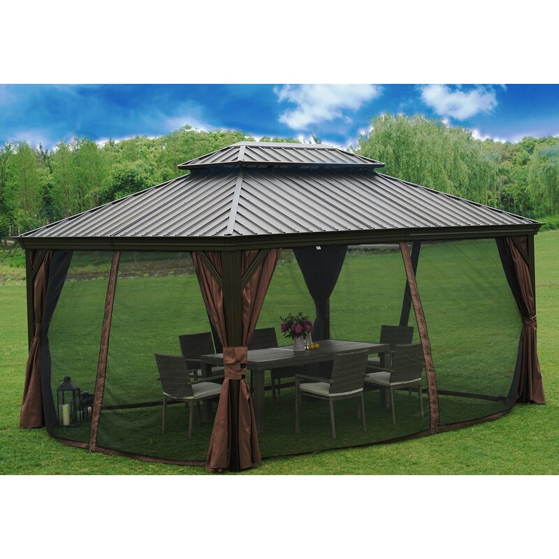Gazebo de patio en aluminium Alexander de 4,88 m de large x 3,66 m de profondeur