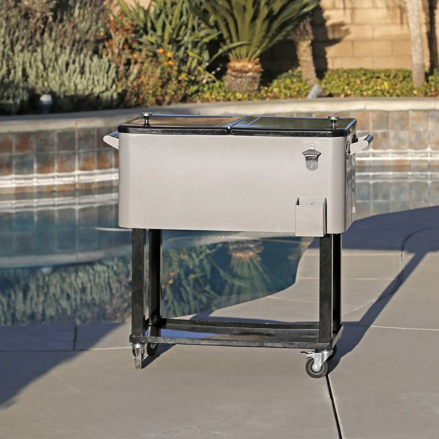 Home Aesthetics Grey 80 Qt Quart Rolling Cooler Ice Chest Beverage Bar for Patio